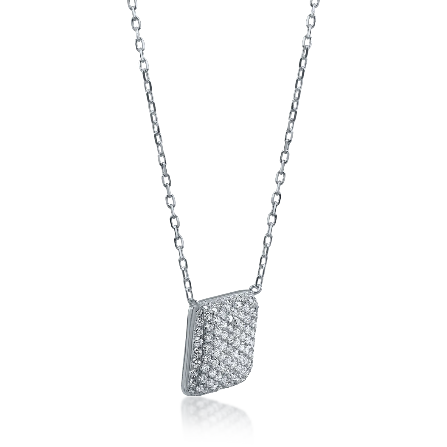 Lant cu pandantiv din aur alb cu diamante de 0.65ct - imagine 2