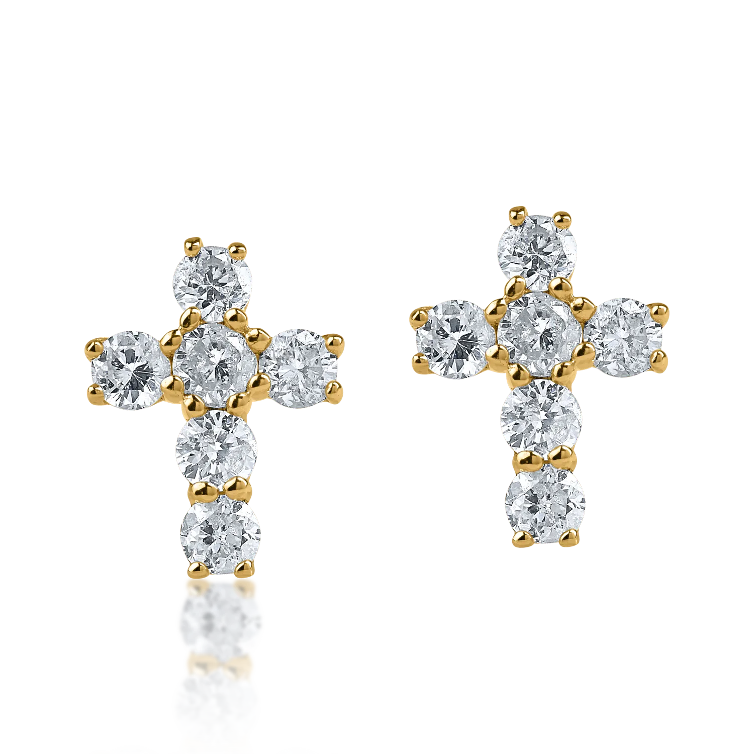 Yellow gold cross earrings with 0.36ct diamonds