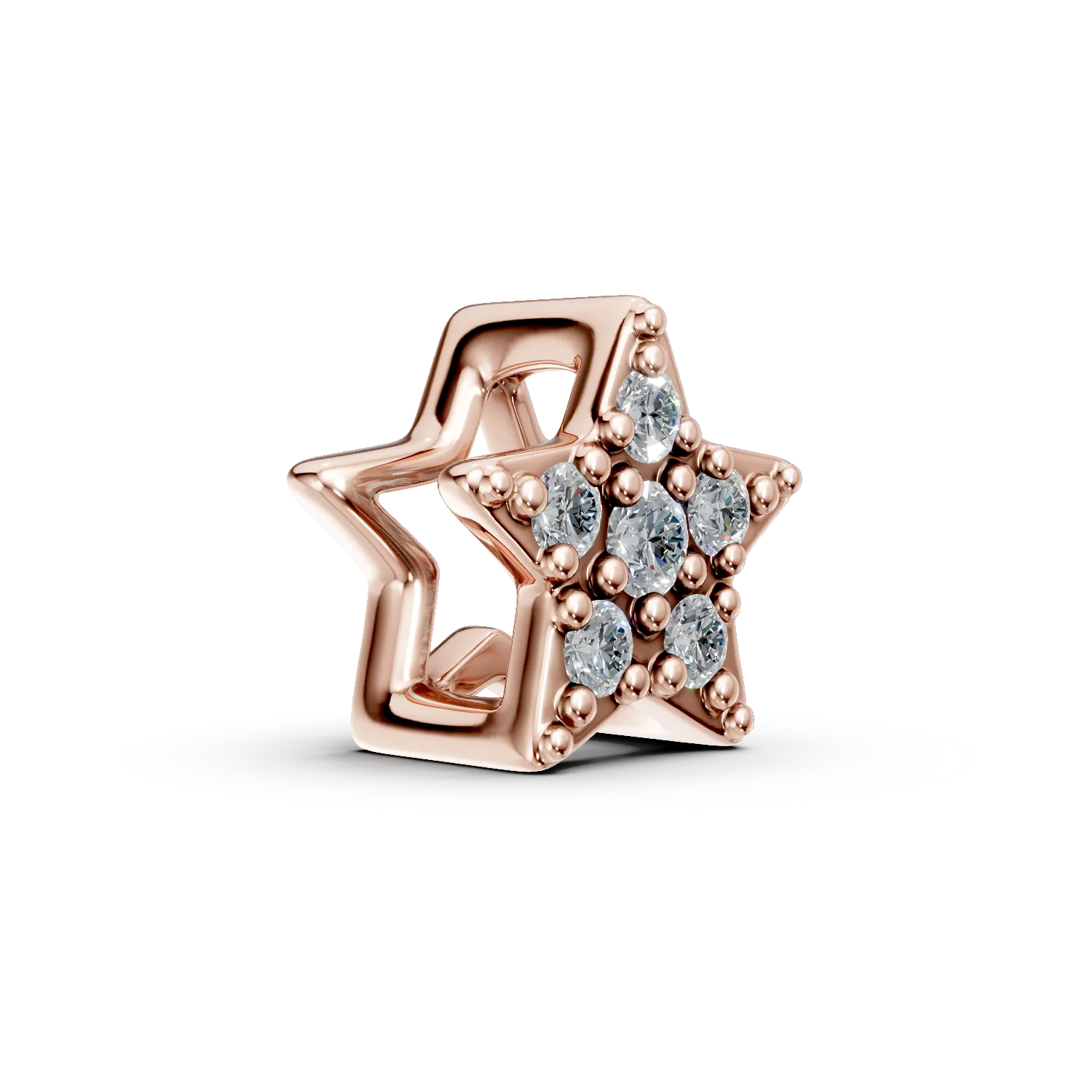 Pandantiv stea din aur roz cu diamante de 0.05ct