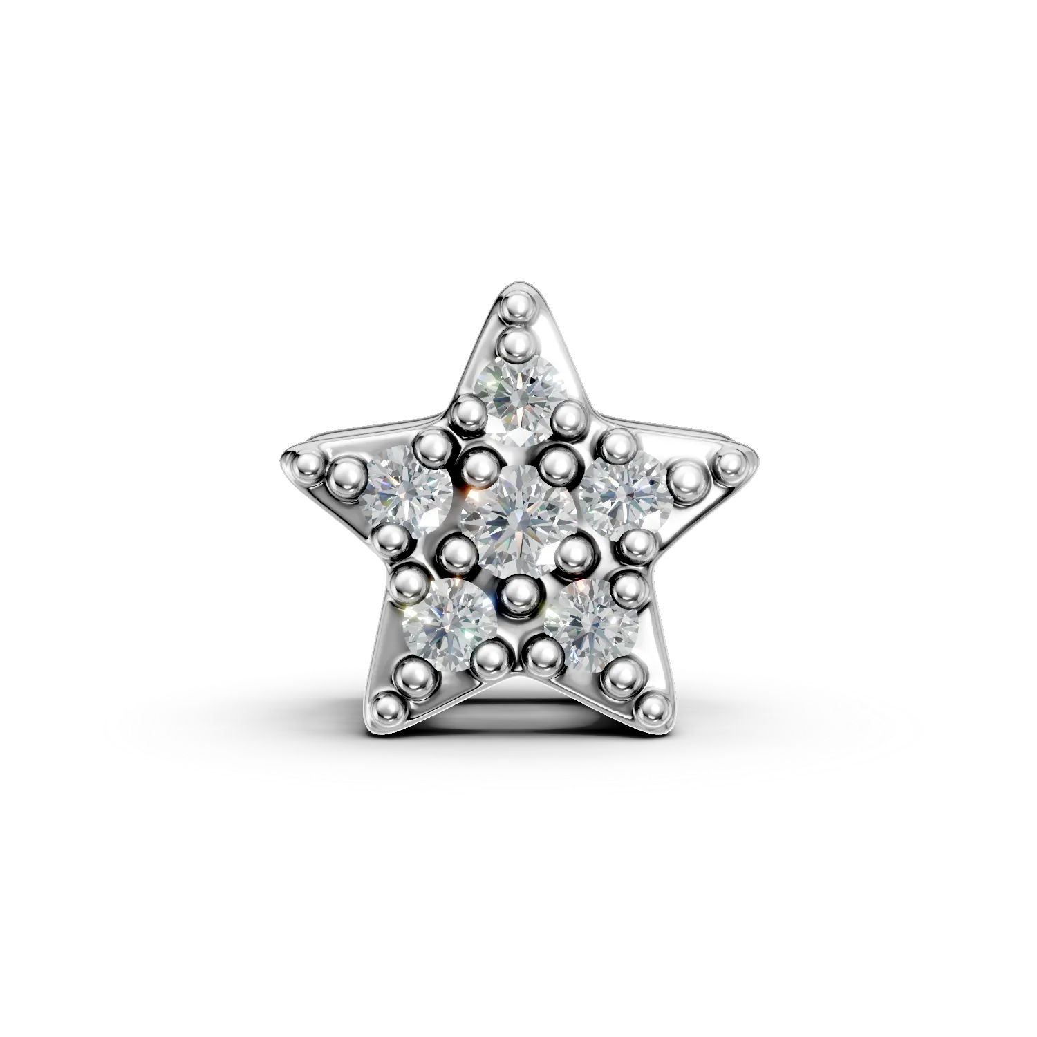 Pandantiv stea din aur alb cu diamante de 0.05ct