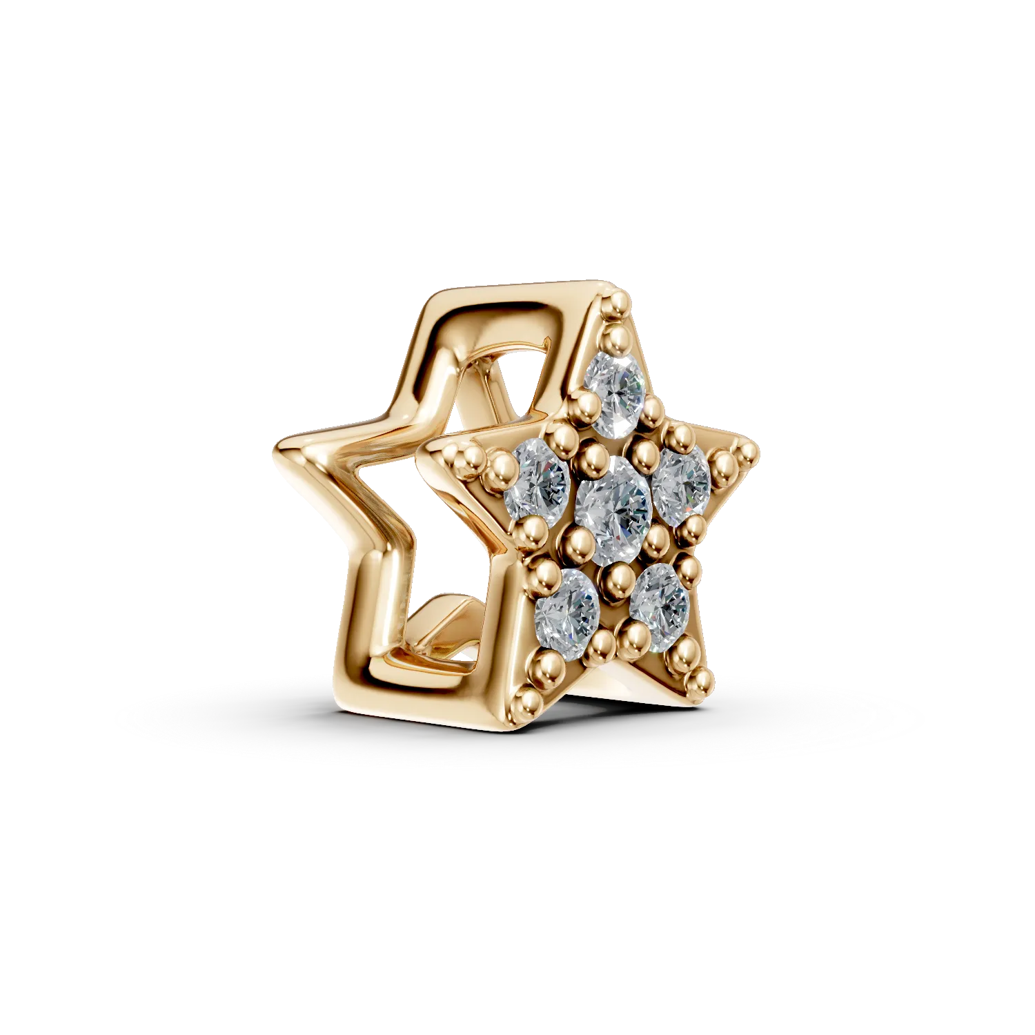 Pandantiv stea din aur galben cu diamante de 0.05ct