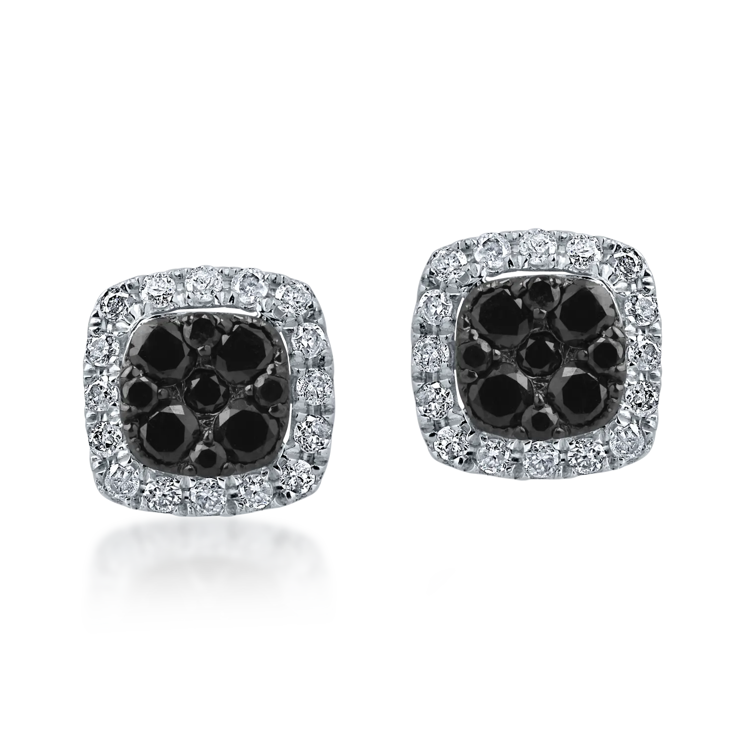 White gold earrings with 0.247ct black diamonds and 0.143ct clear diamonds