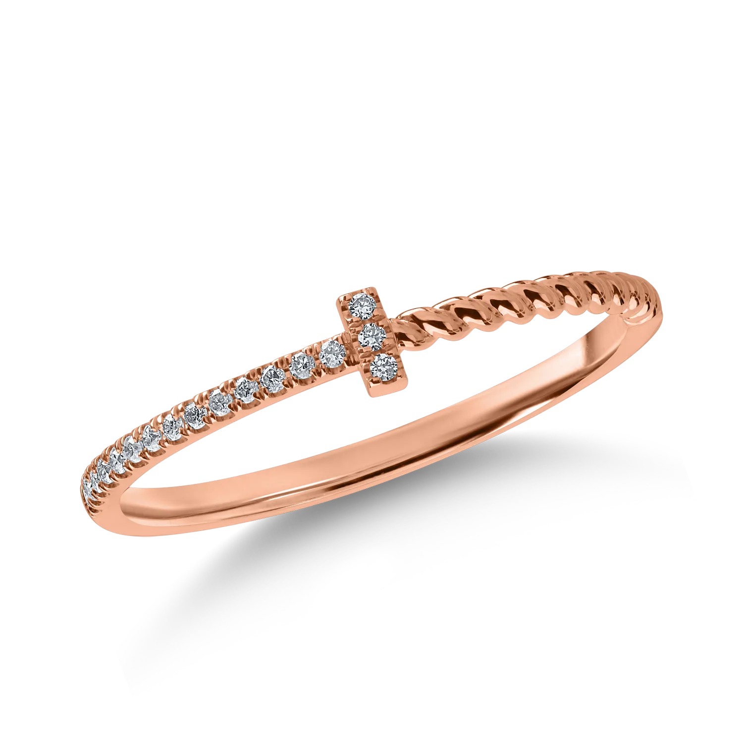 Half eternity ring in rose gold with 0.05ct diamonds