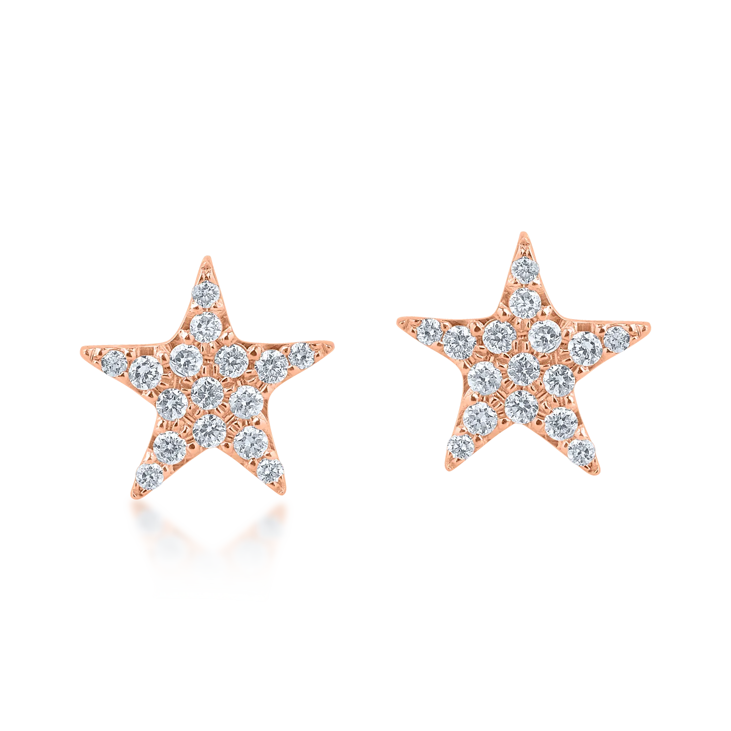 Rose gold star earrings with 0.15ct diamonds