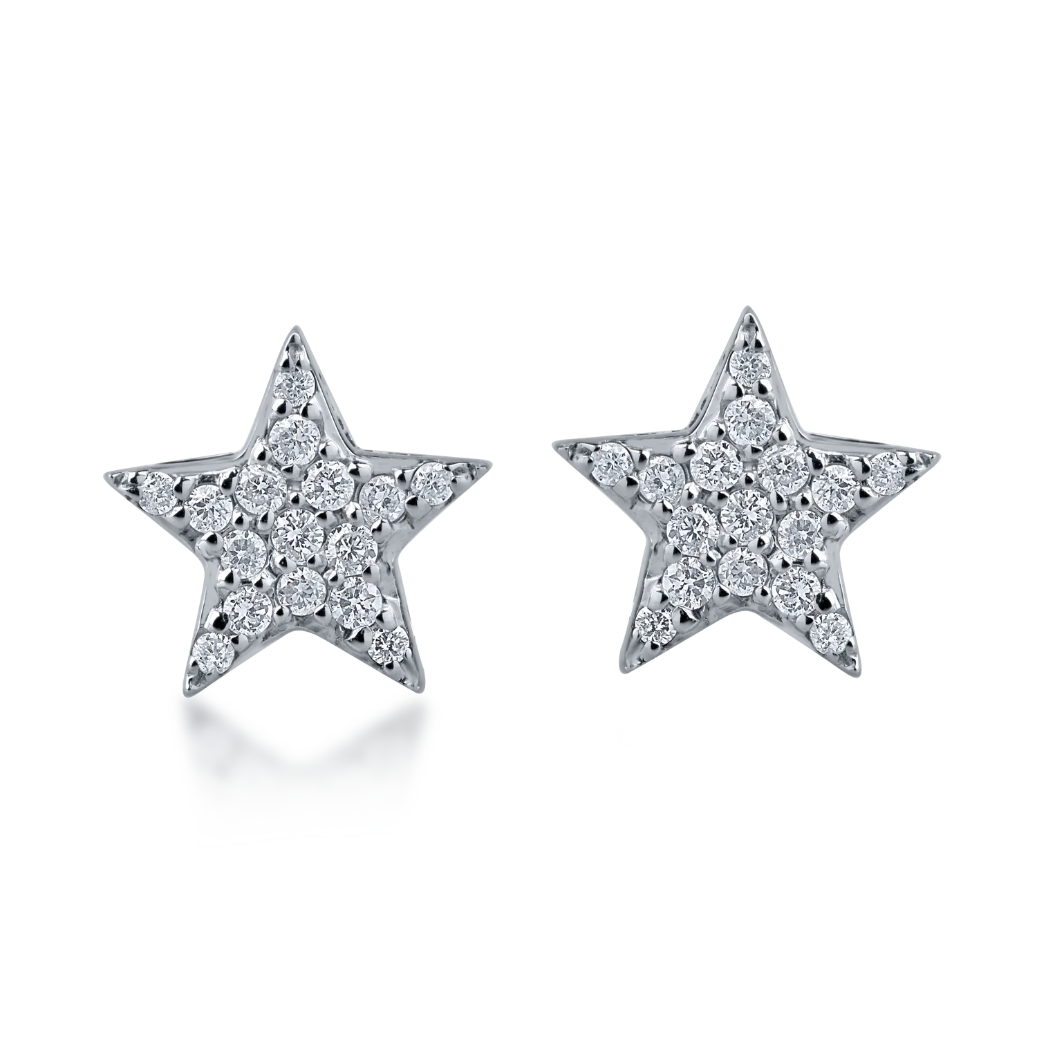 Cercei stea din aur alb cu diamante de 0.15ct-164791