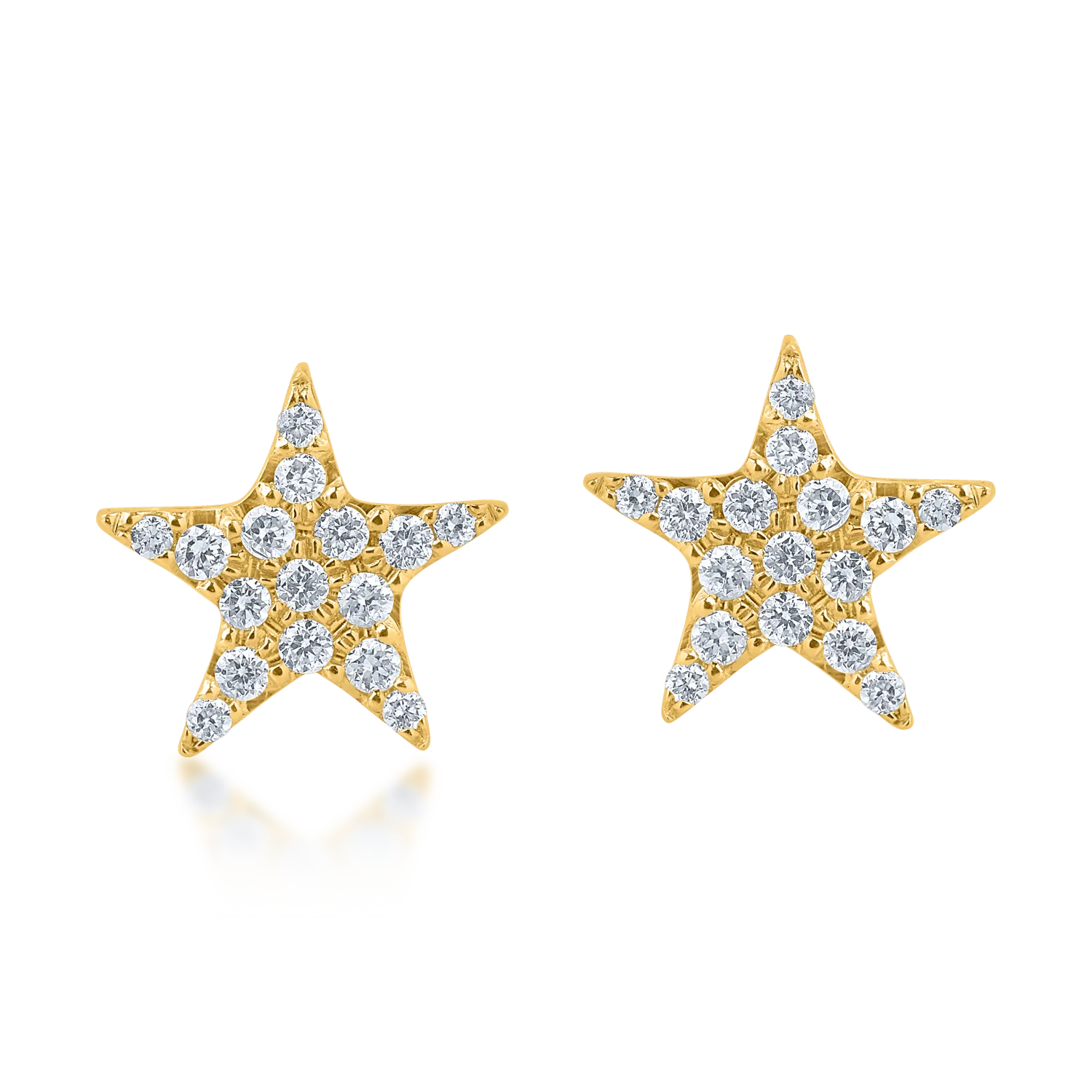 Yellow gold star earrings with 0.15ct diamonds