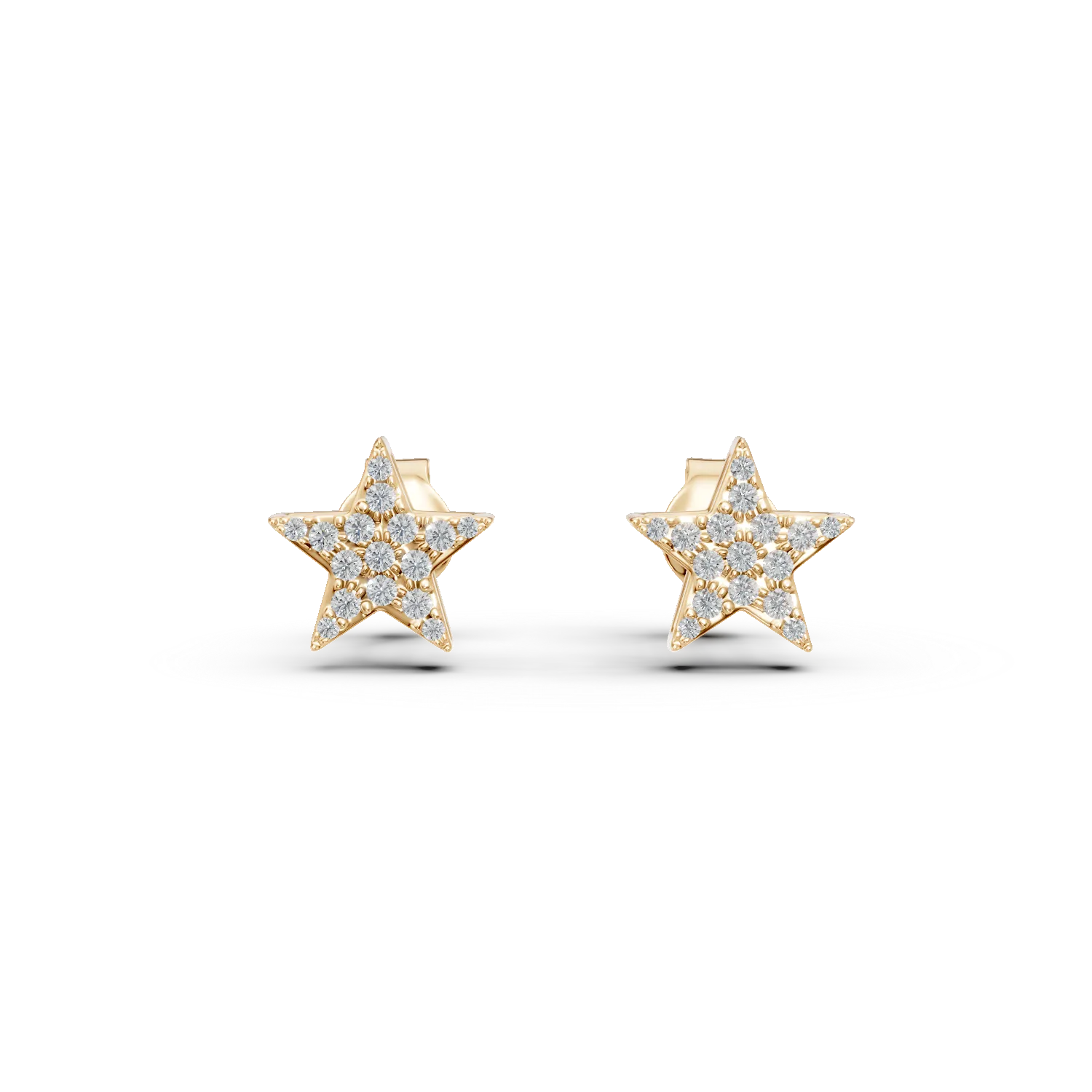 Yellow gold star earrings with 0.1ct diamonds-183386