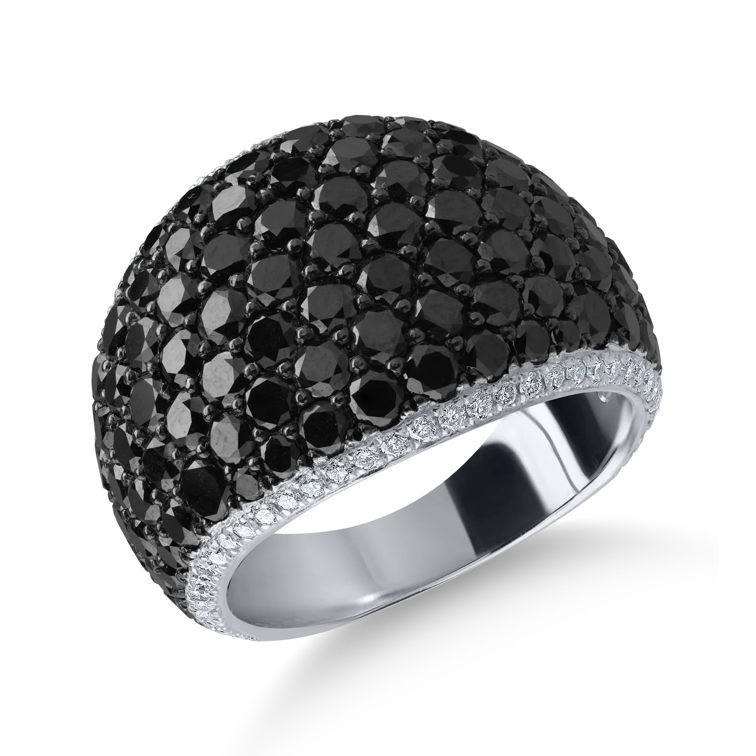 Teilor Inel din aur alb cu diamante negre de 4.6ct si diamante transparente de 0.27ct