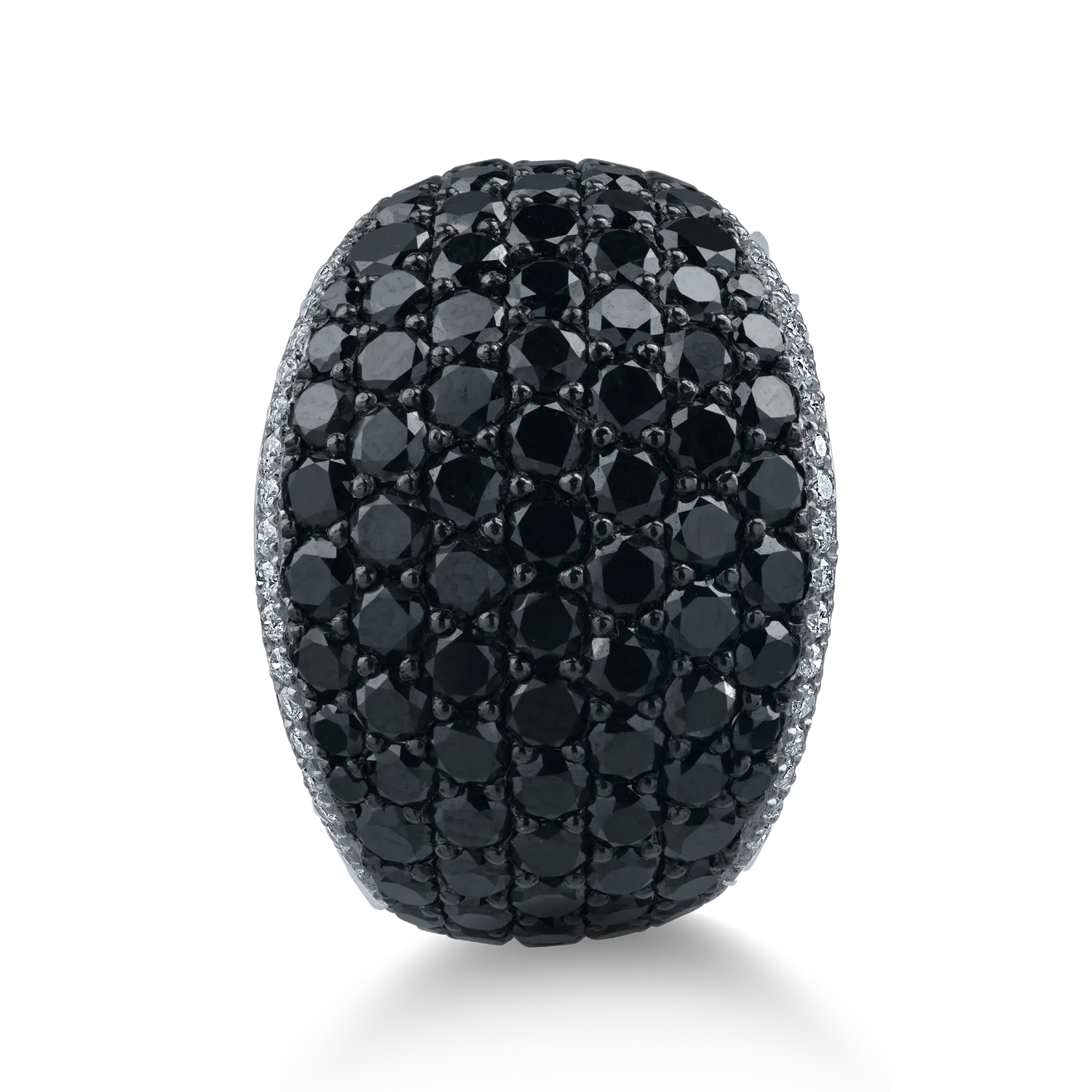 Inel din aur alb cu diamante negre de 4.6ct si diamante transparente de 0.27ct