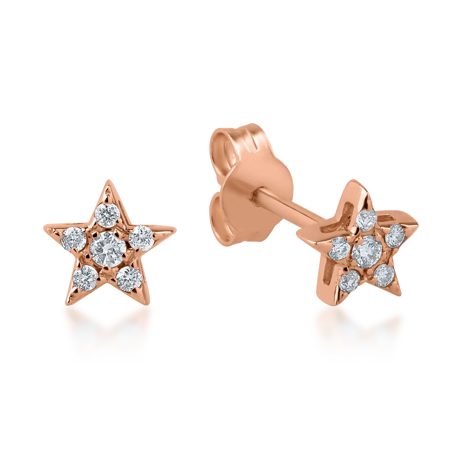 Rose gold star earrings with 0.1ct diamonds