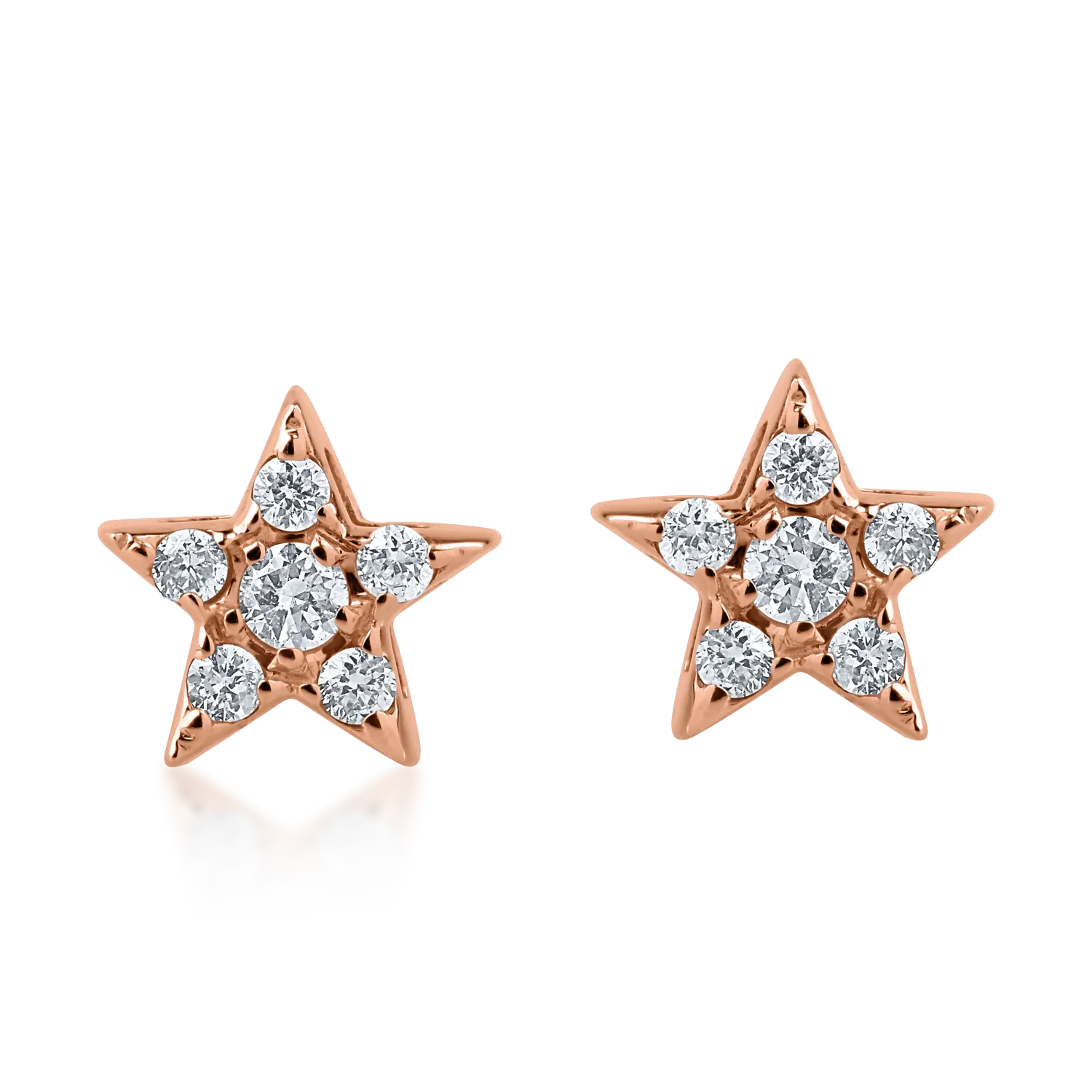Cercei stea din aur roz cu diamante de 0.1ct-164801