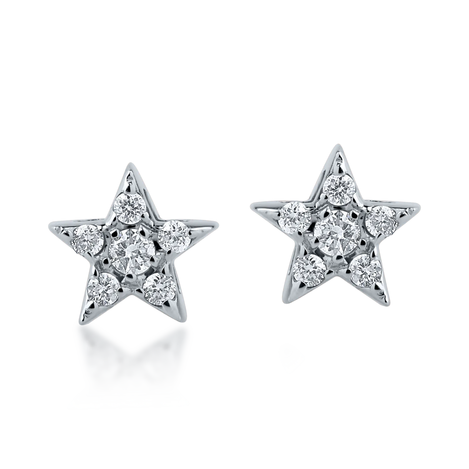 Kolczyki w kształcie gwiazdek z białego złota z diamentami o masie 0.1ct