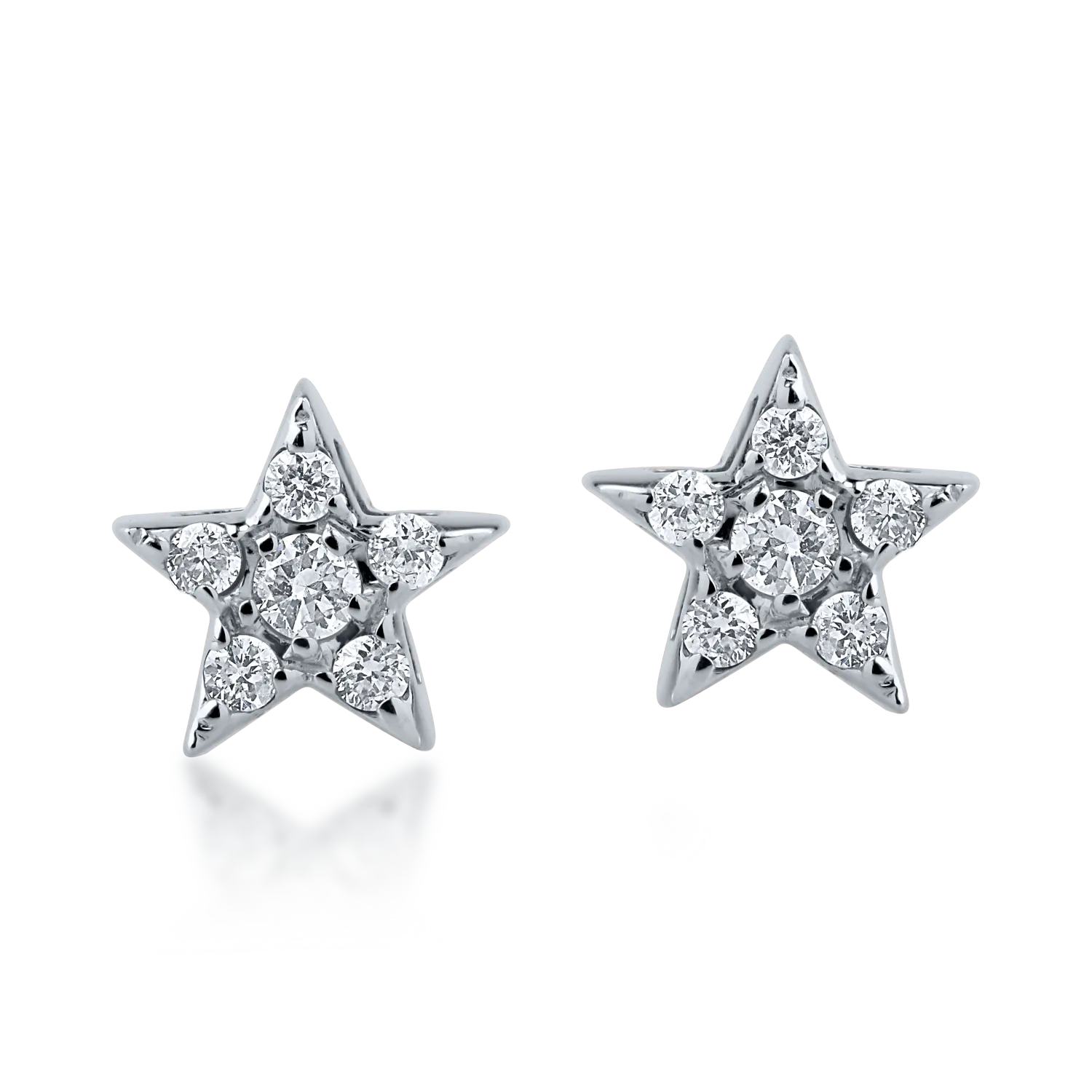 Cercei stea din aur alb cu diamante de 0.1ct-164797