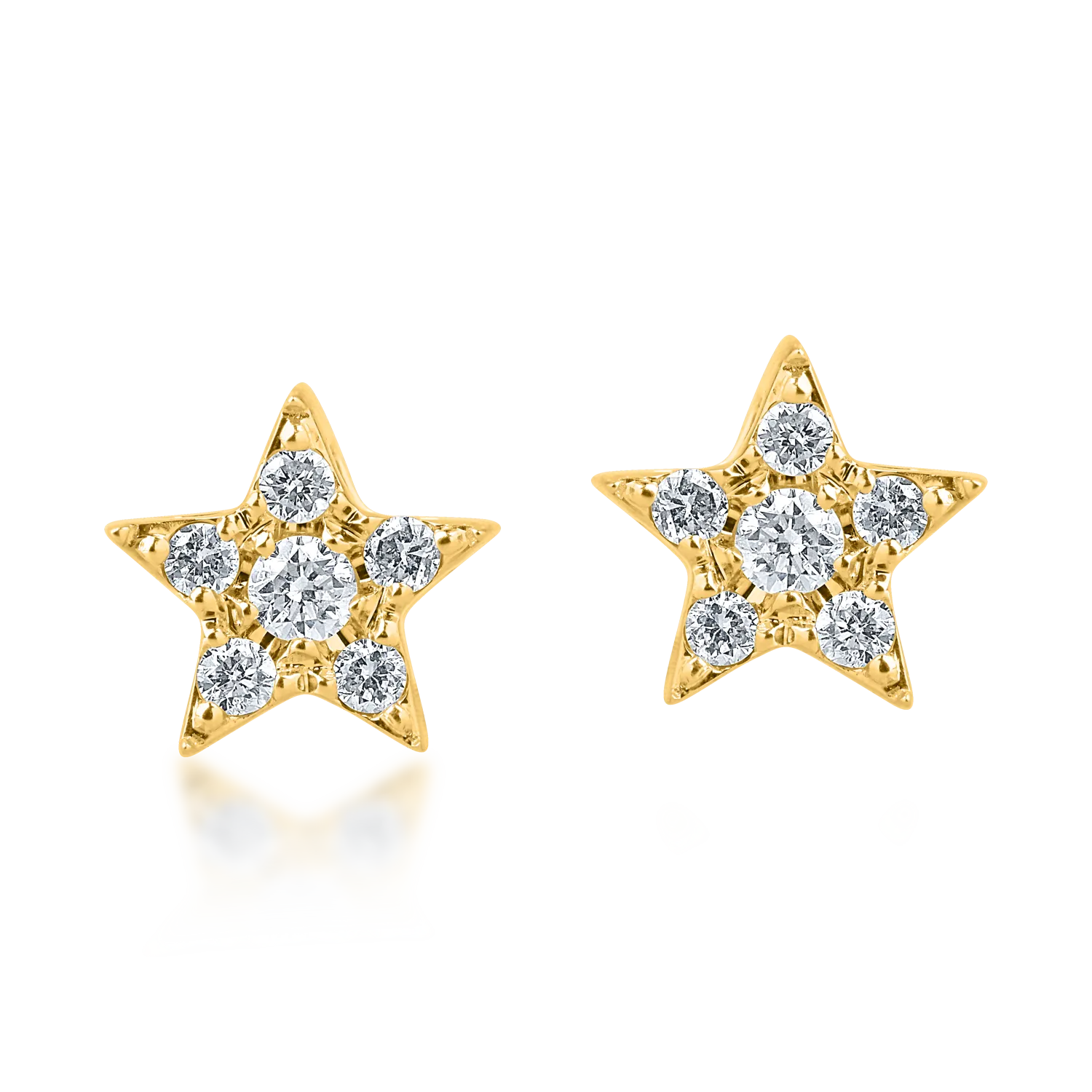 Cercei stea din aur galben cu diamante de 0.1ct - 1 | YEO