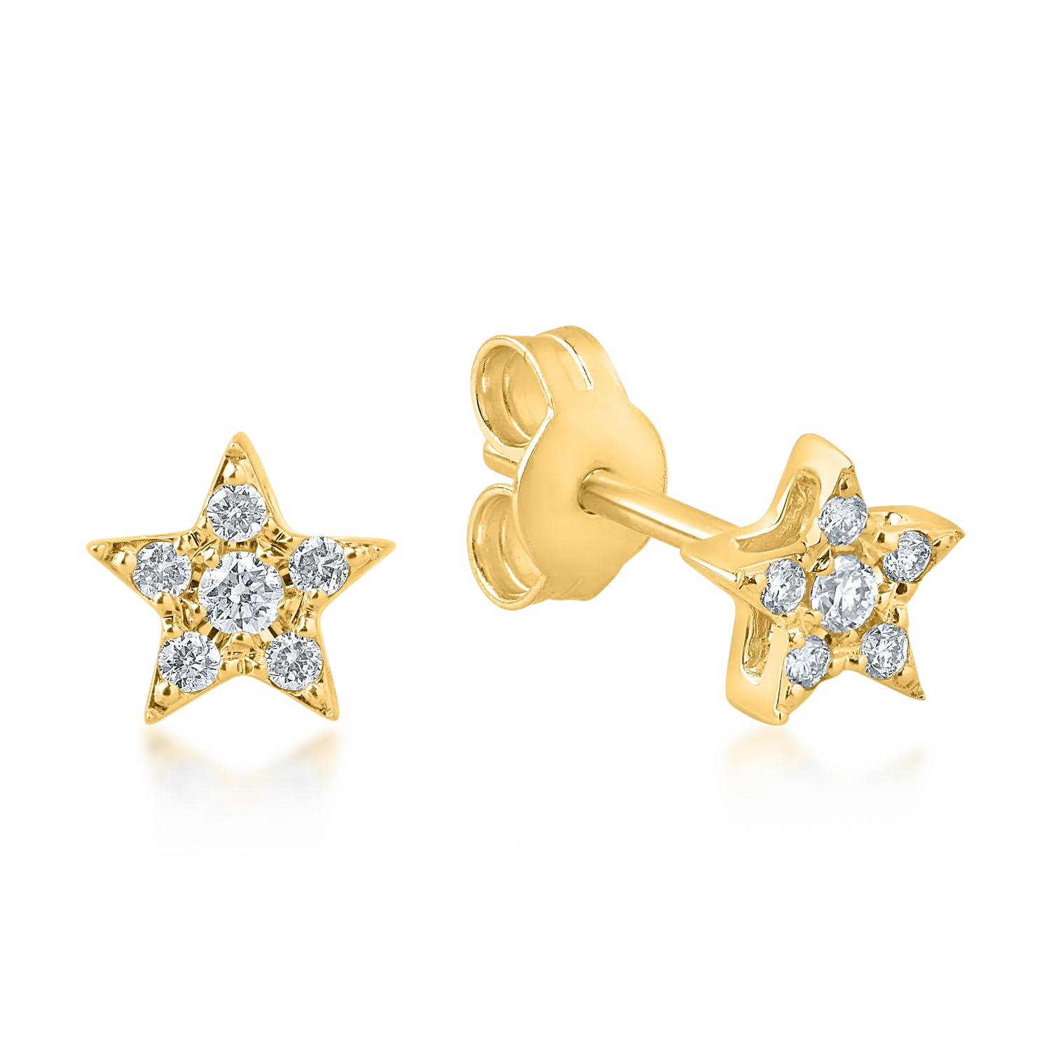 Yellow gold star earrings with 0.1ct diamonds