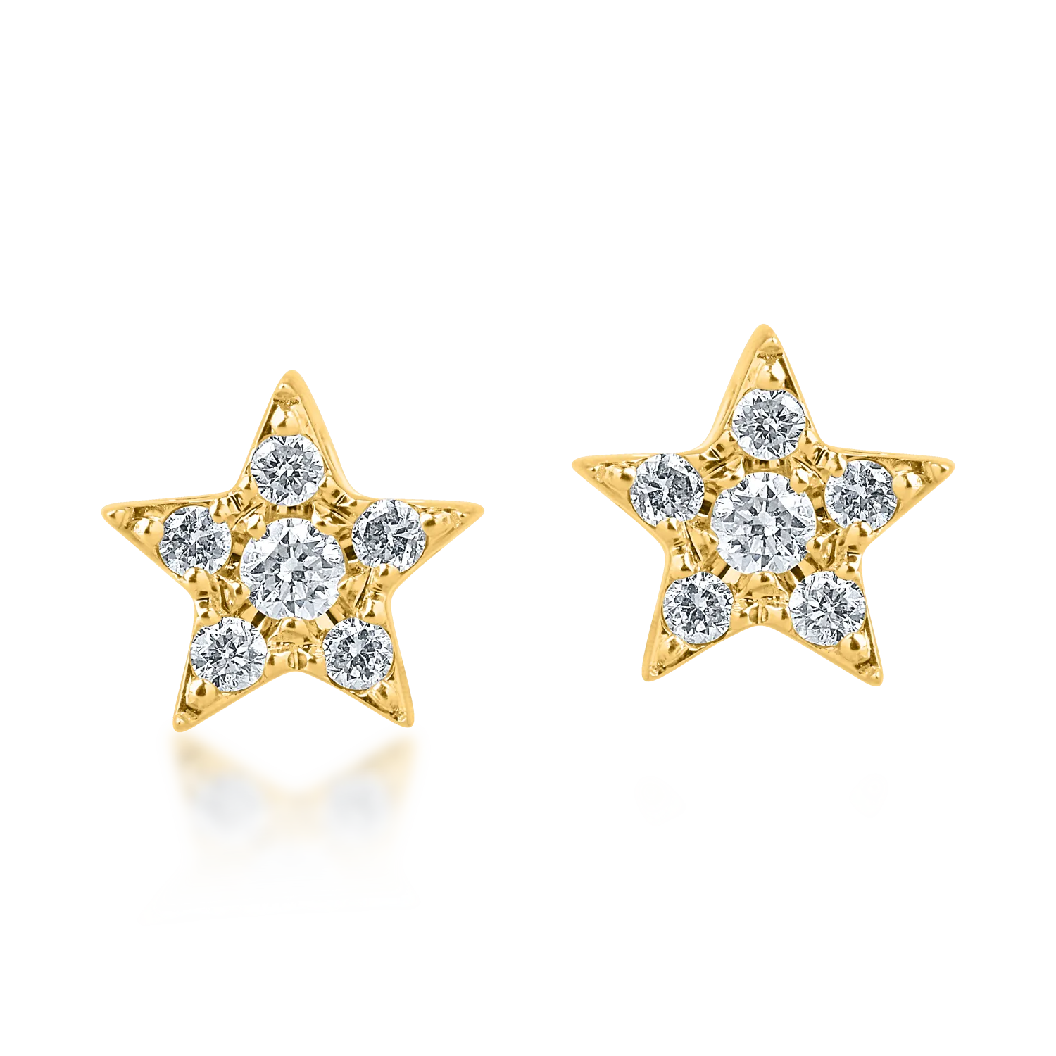Yellow gold star earrings with 0.1ct diamonds-183390