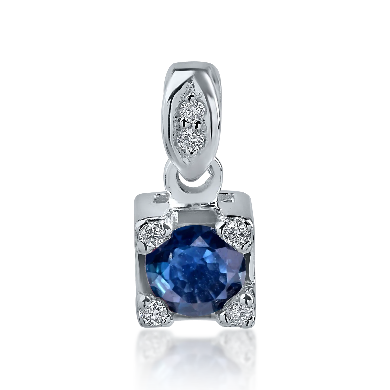 White gold pendant with 0.3ct sapphire and 0.04ct diamonds