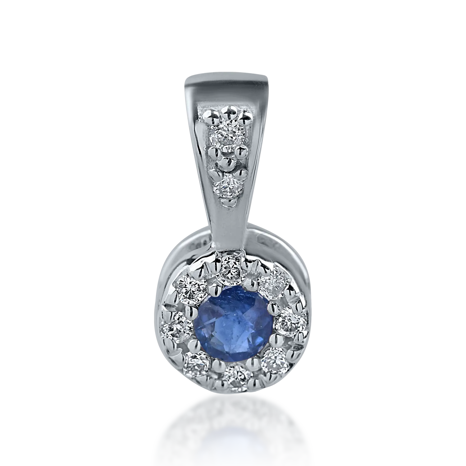 White gold pendant with 0.09ct sapphire and 0.06ct diamonds