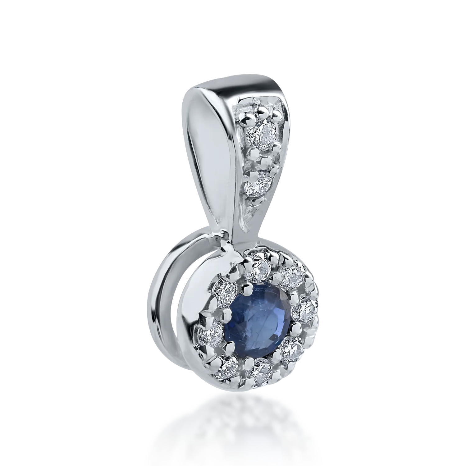 Pandantiv din aur alb cu safir de 0.09ct si diamante de 0.06ct