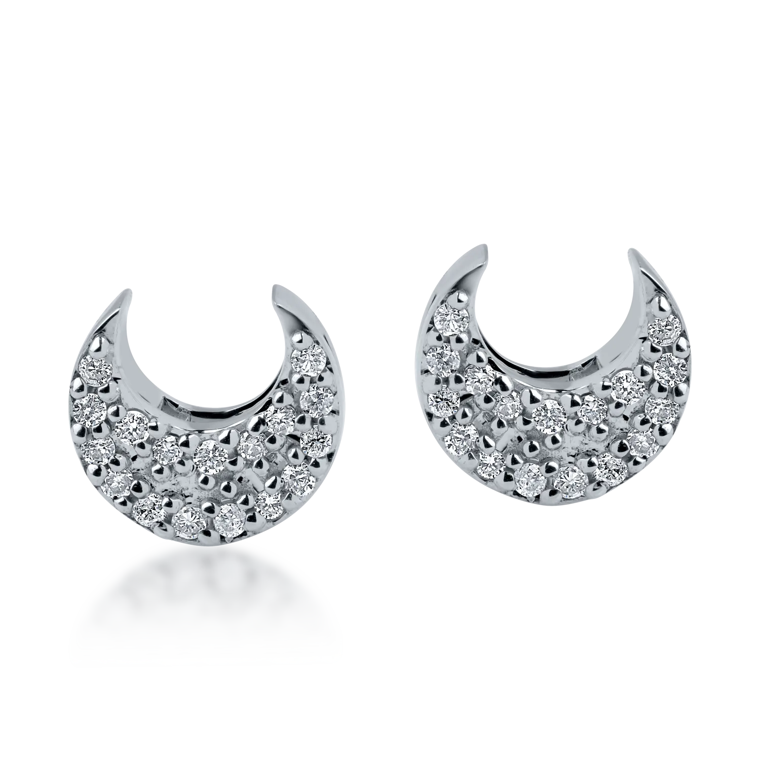 White gold halfmoon earrings with 0.1ct diamonds