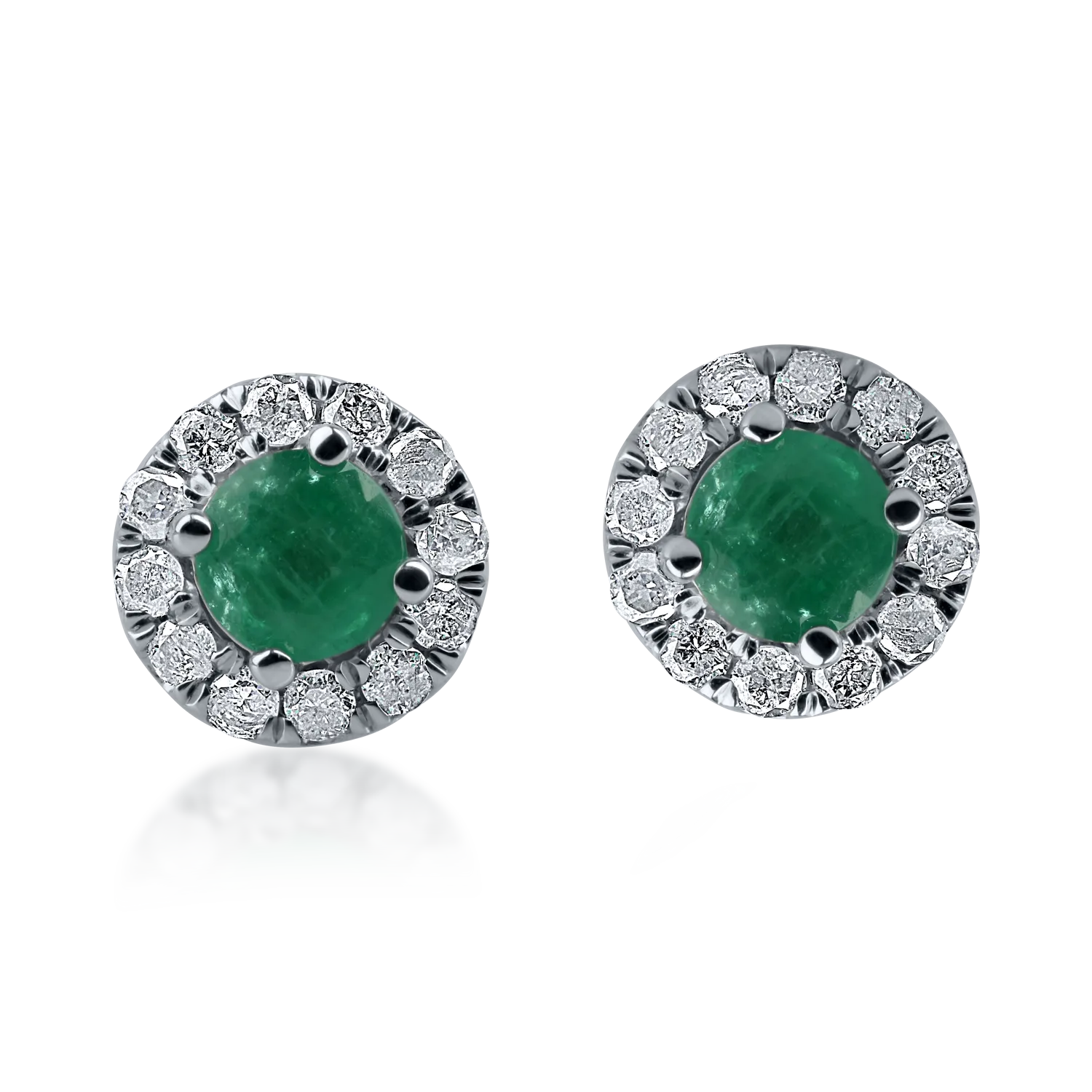 White gold earrings with 0.28ct emeralds and 0.18ct diamonds