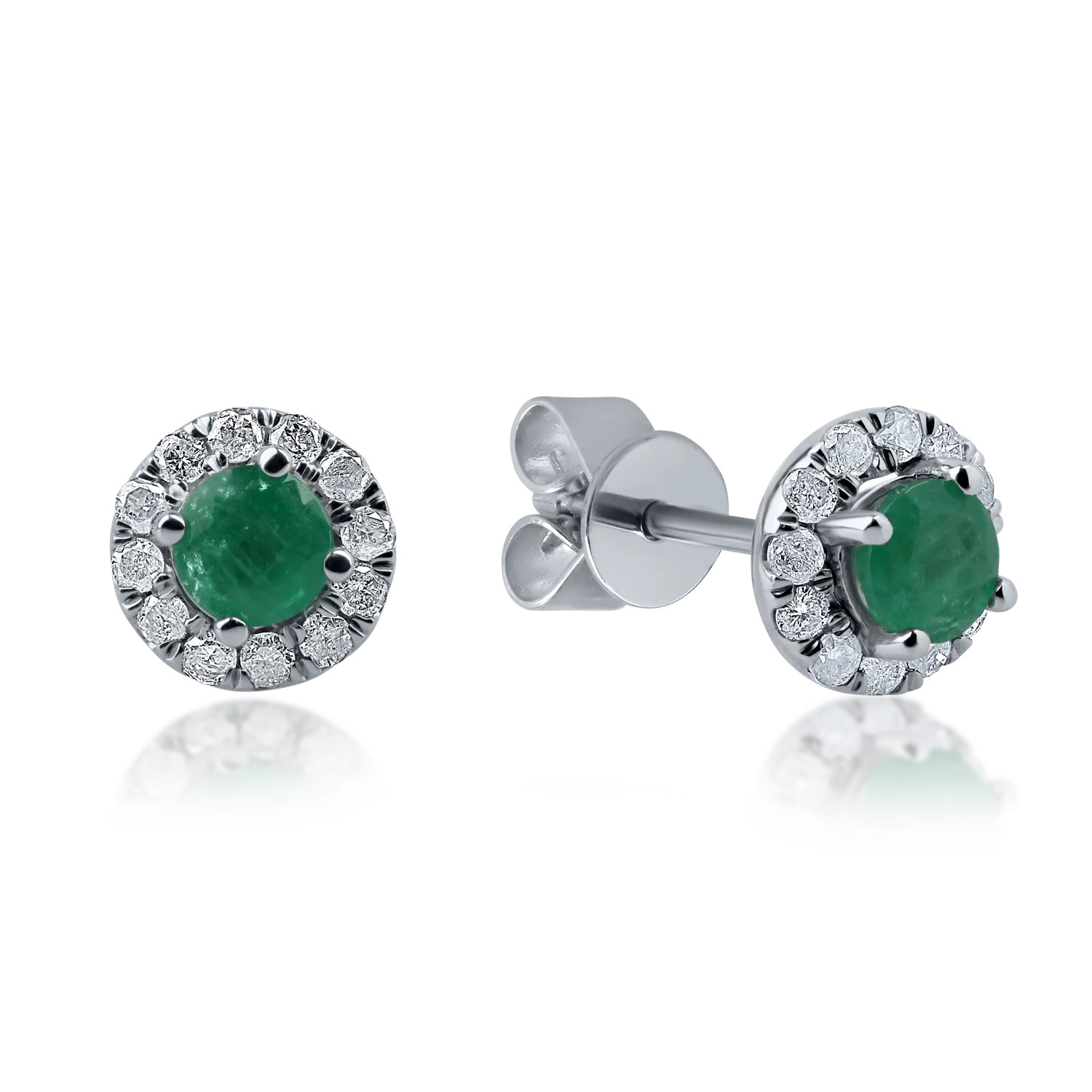 White gold earrings with 0.28ct emeralds and 0.18ct diamonds