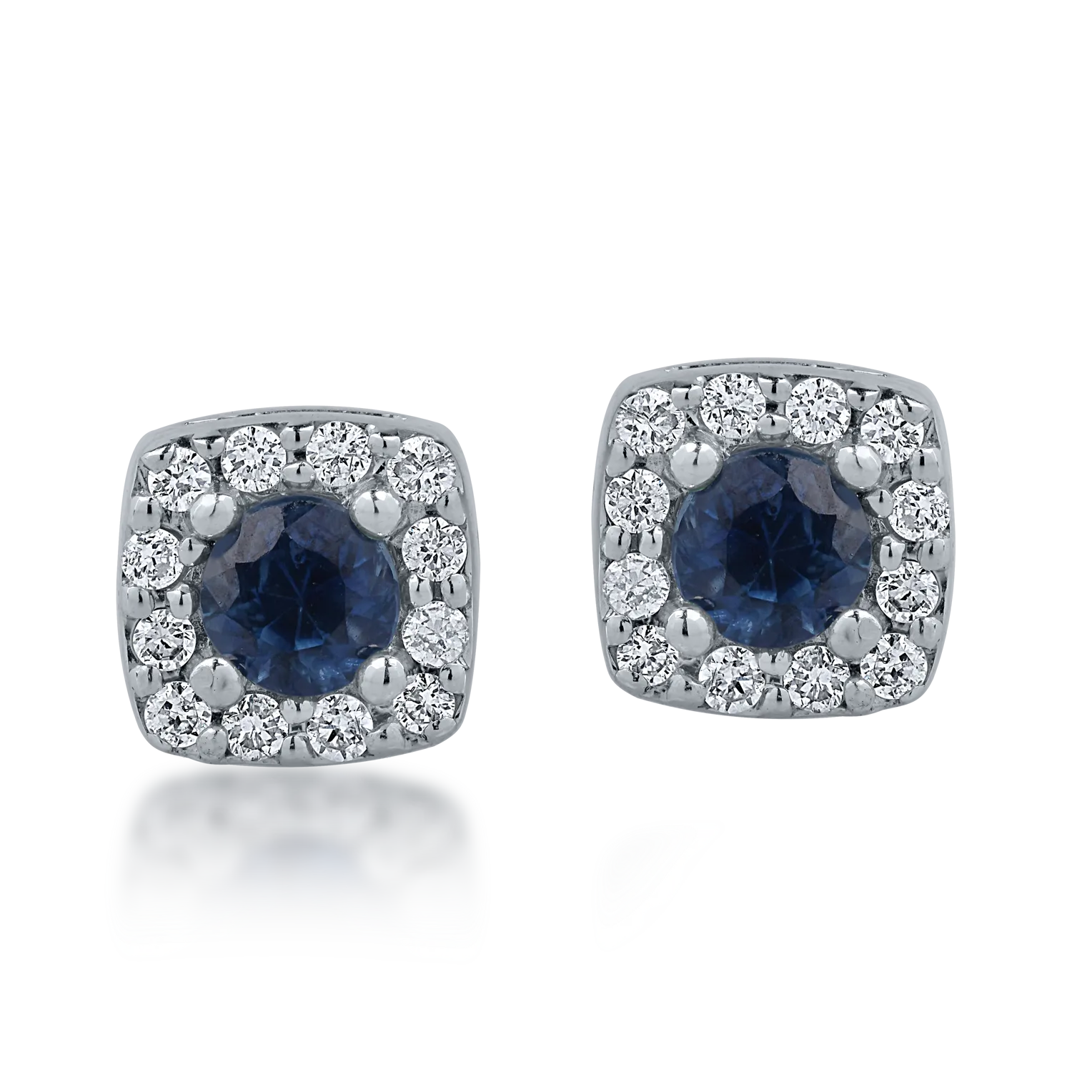 Fehérarany fülbevaló 0.32ct zafírral és 0.12ct gyémánttal