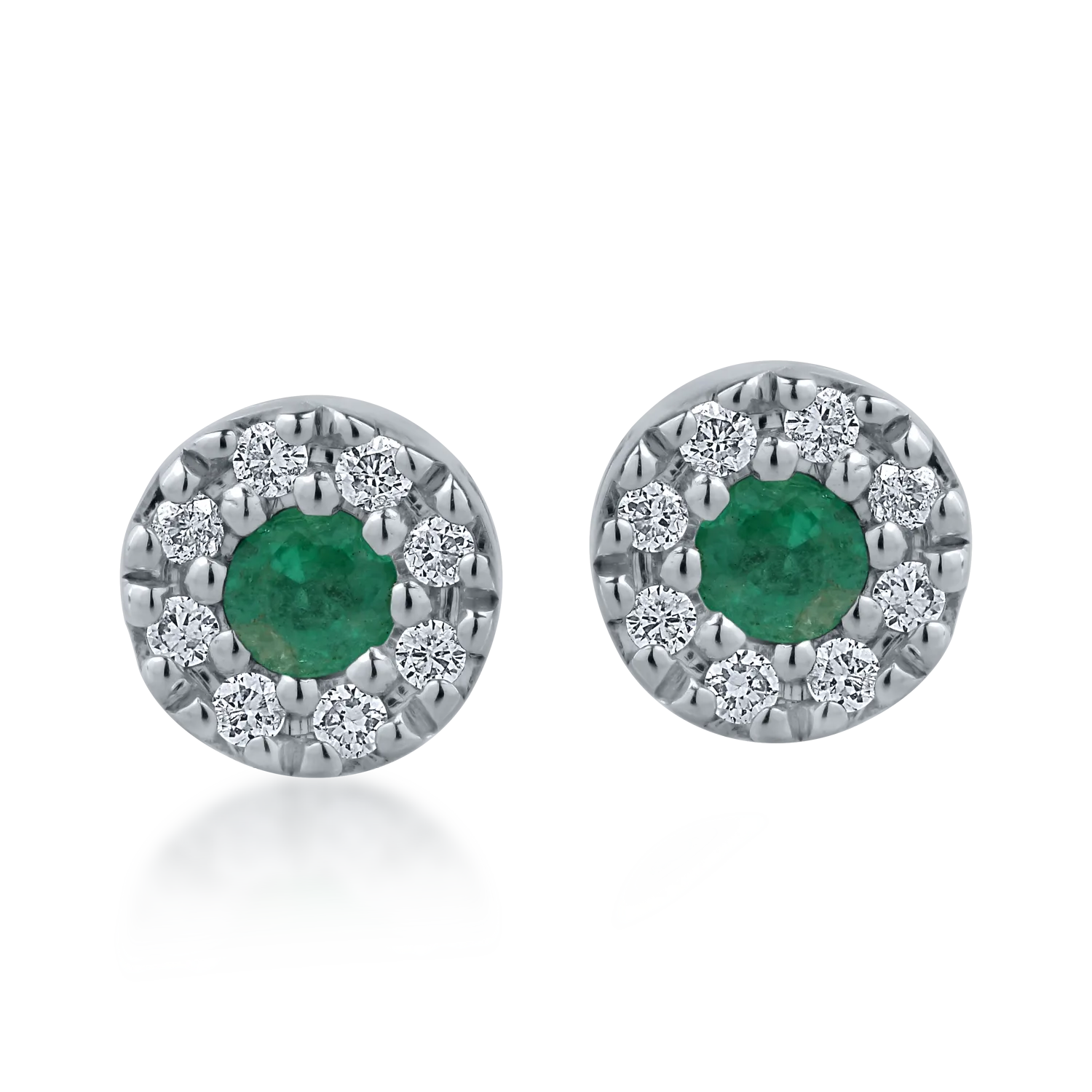 Fehérarany fülbevaló 0.13ct smaragddal és 0.09ct gyémánttal