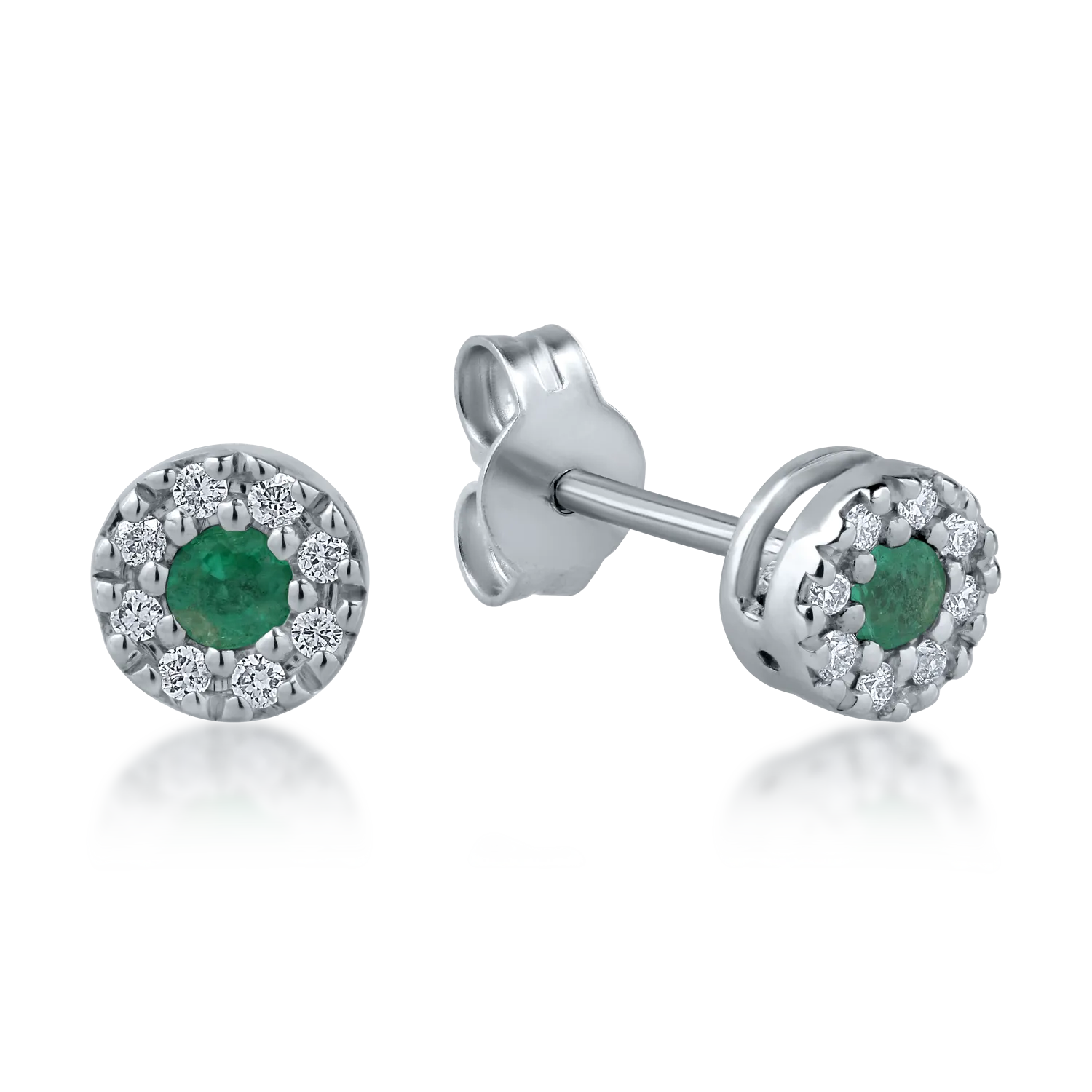 White gold earrings with 0.13ct emeralds and 0.09ct diamonds