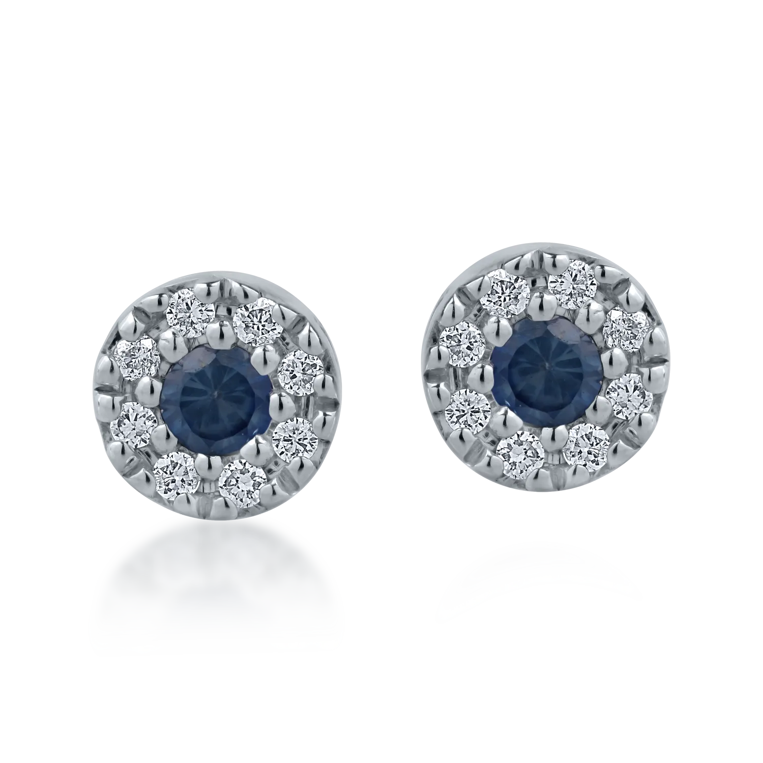 Kolczyki z białego złota z szafirami o masie 0.17ct i diamentami o masie 0.08ct