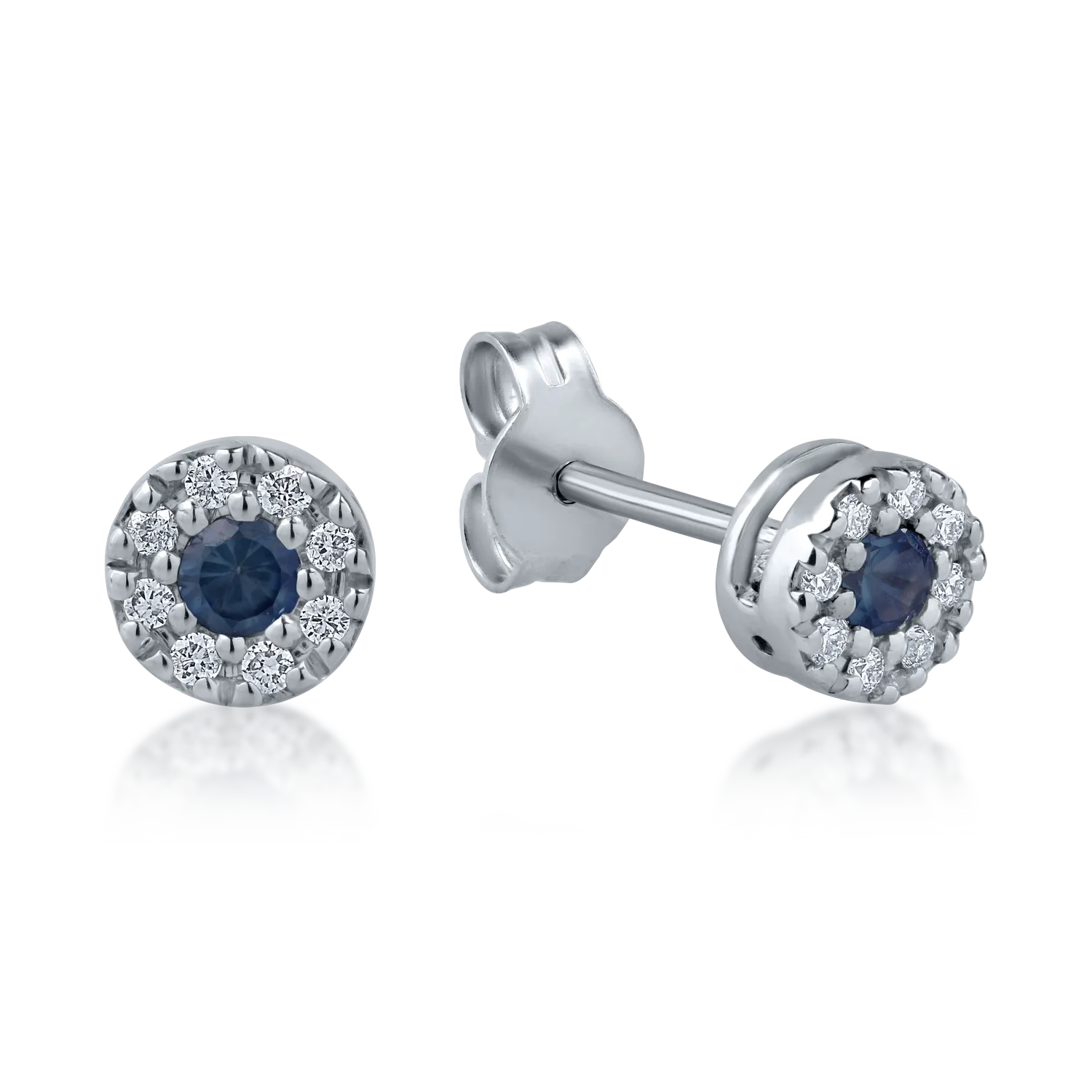 White gold earrings with 0.17ct sapphires and 0.08ct diamonds