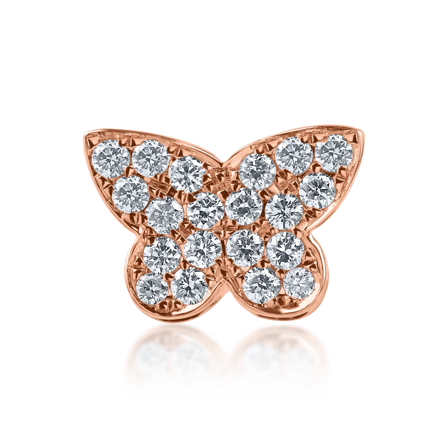Висулка пеперуда от розово злато с диаманти 0.21кt
