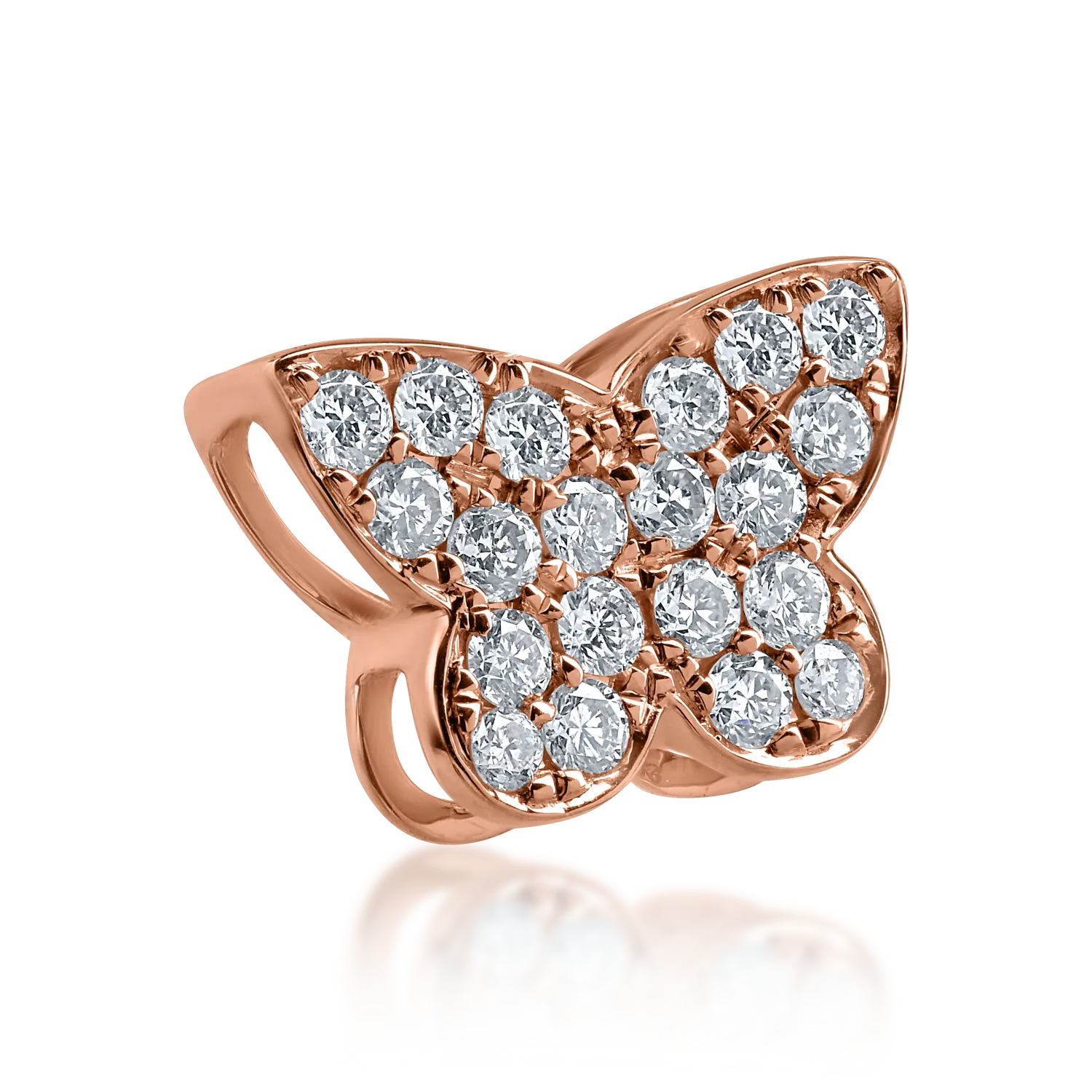 Pandantiv fluture din aur roz cu diamante de 0.21ct