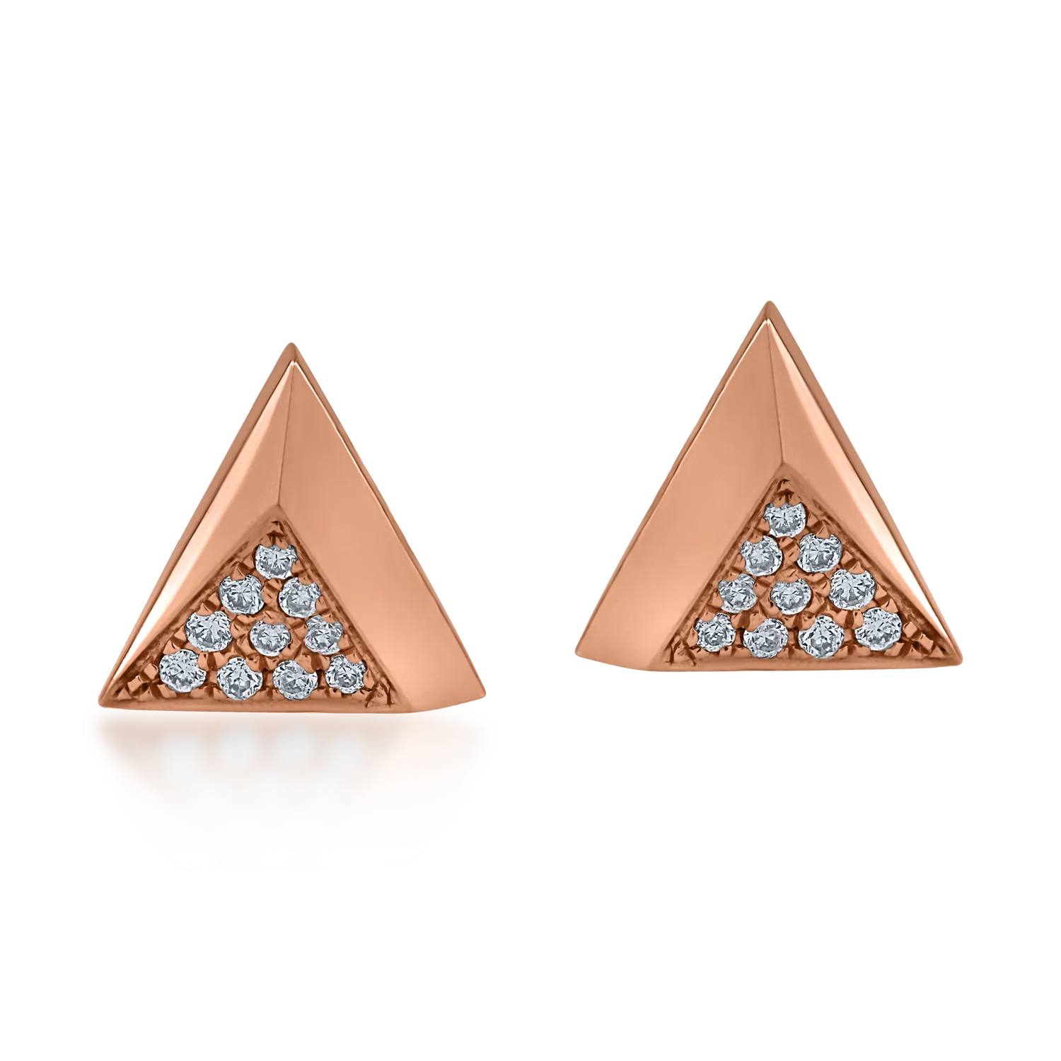 Rózsarany geometrikus fülbevaló 0.058ct gyémántokkal