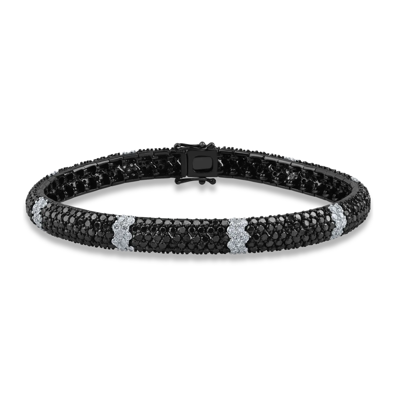 Bratara tennis din aur alb cu diamante negre de 7.62ct si diamante transparente de 1.5ct-164841