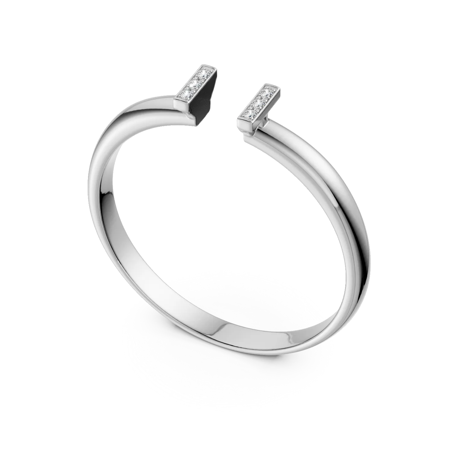 Pierścionek z białego złota z diamentami o masie 0.015ct