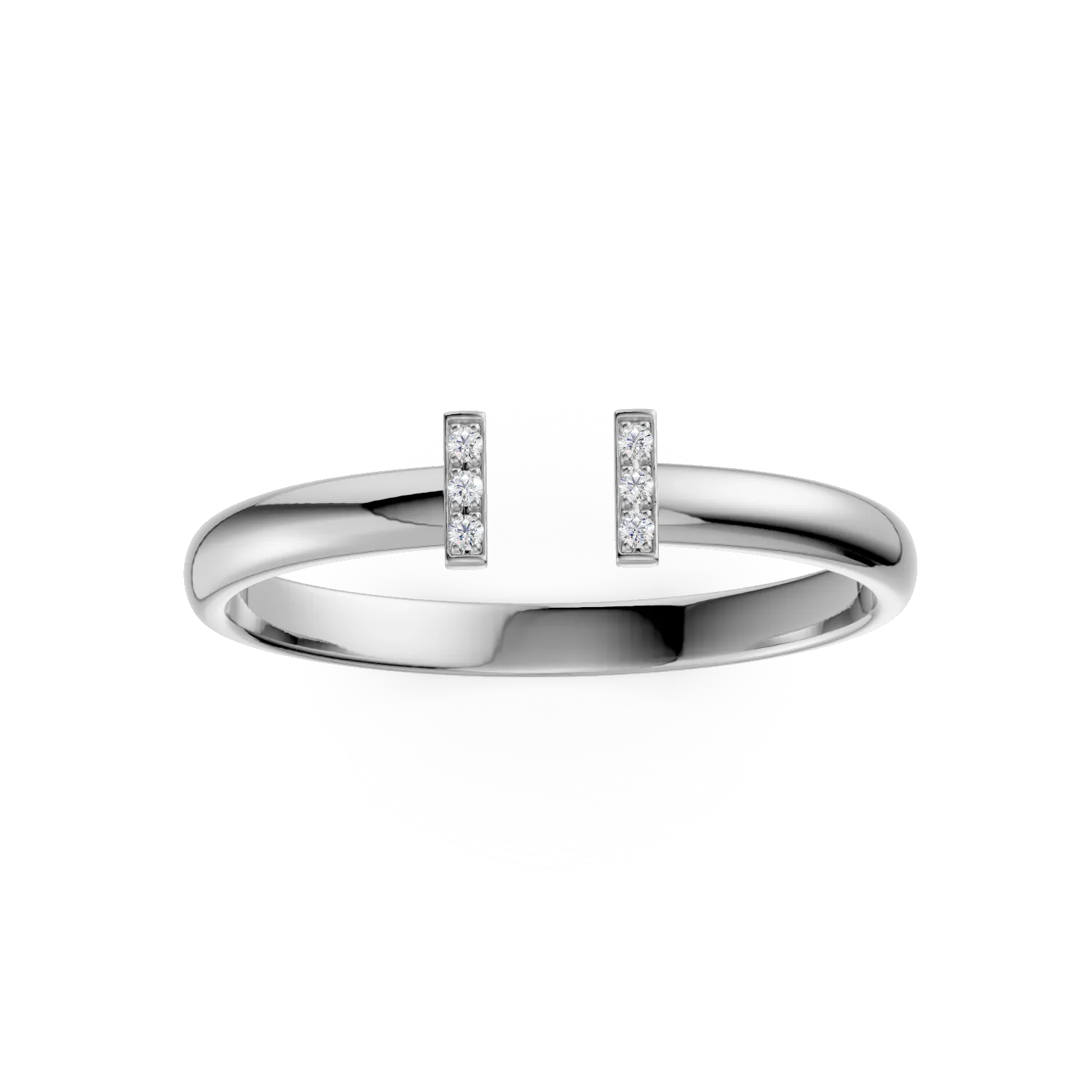 Pierścionek z białego złota z diamentami o masie 0.015ct