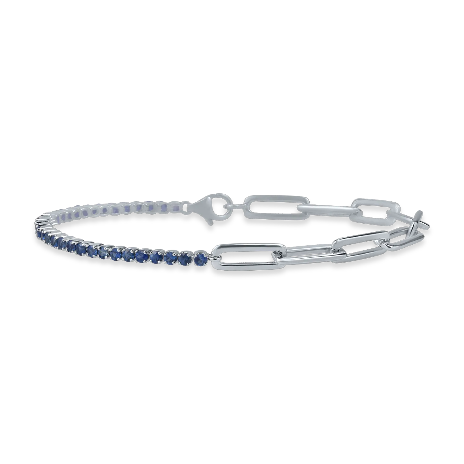 White gold tennis bracelet with 1.6ct sapphire links