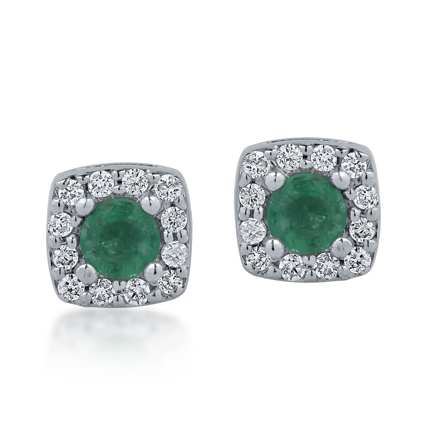 Fehérarany fülbevaló 0.28ct smaragddal és 0.12ct gyémánttal-164858