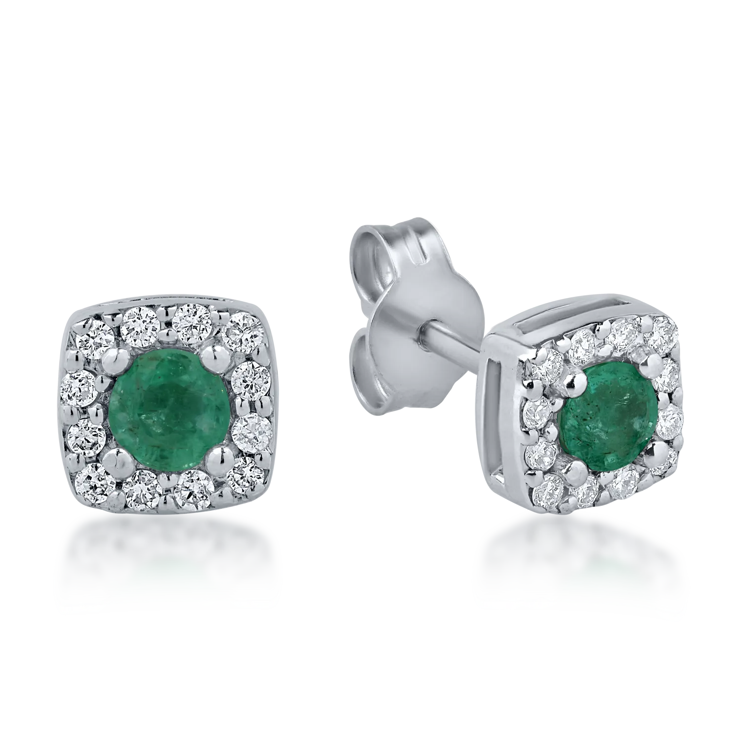 Fehérarany fülbevaló 0.28ct smaragddal és 0.12ct gyémánttal