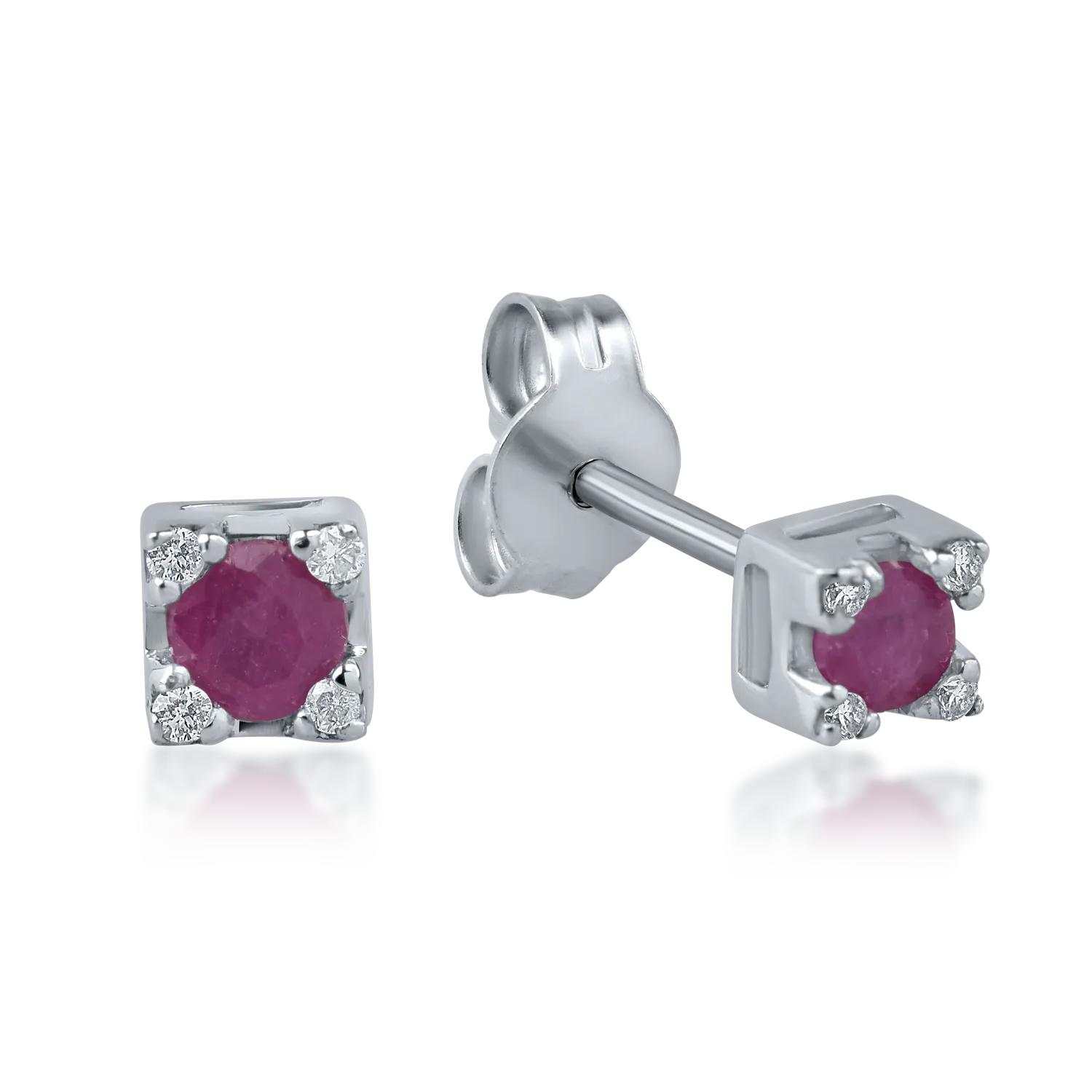 White gold earrings with 0.34ct rubies and 0.03ct diamonds