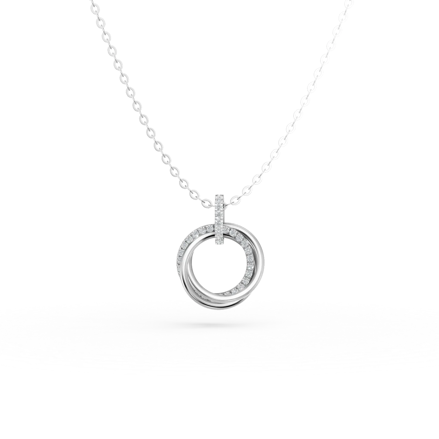 Lant cu pandantiv geometric din aur alb cu diamante de 0.128ct