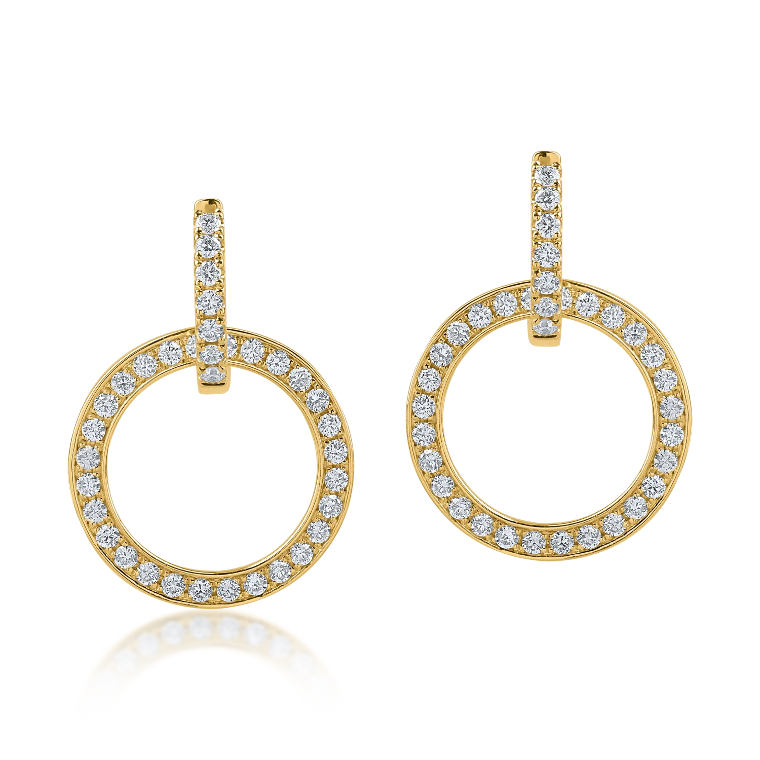 Геометрични обеци от жълто злато с диаманти 1.17кт