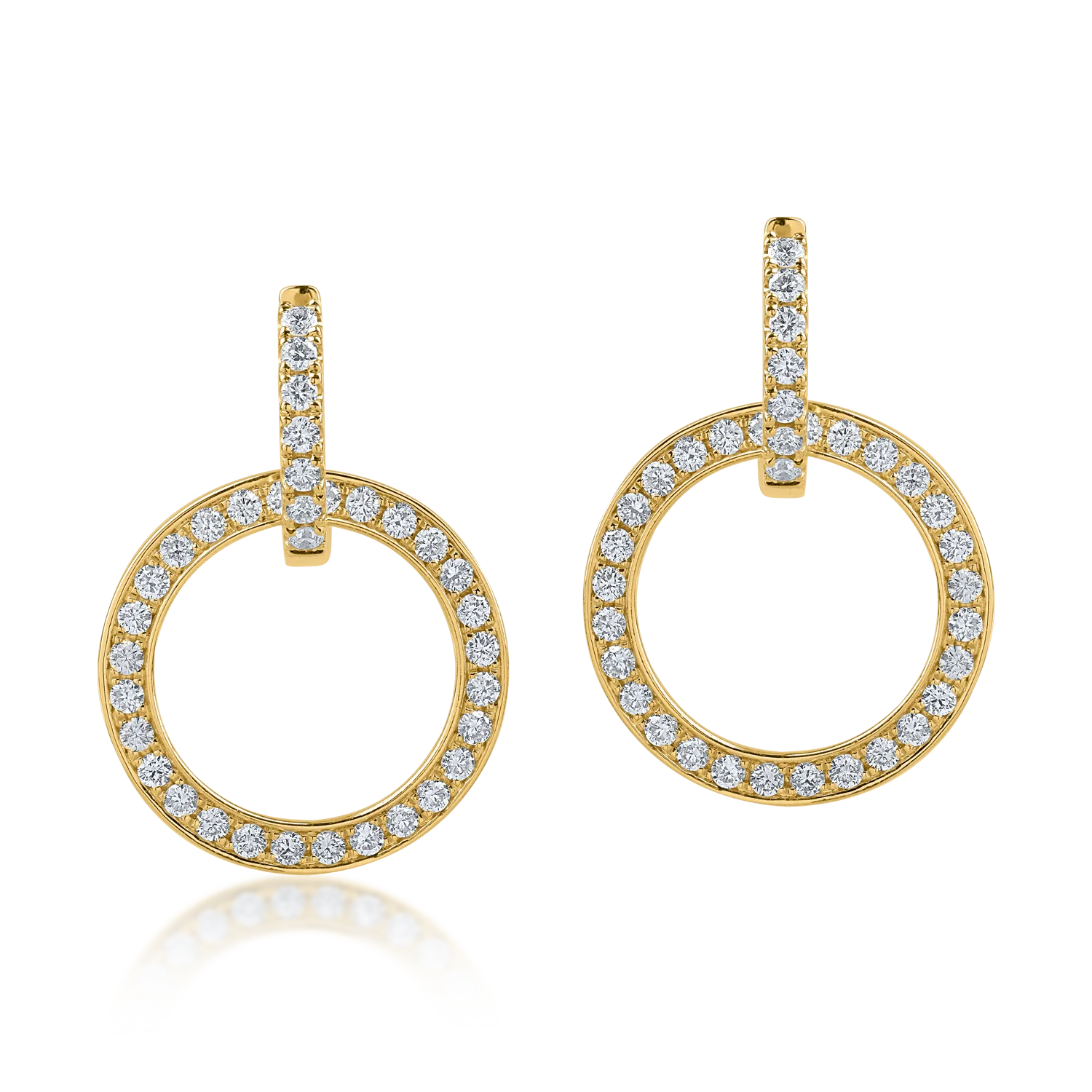 Yellow gold geometric earrings with 1.17ct diamonds