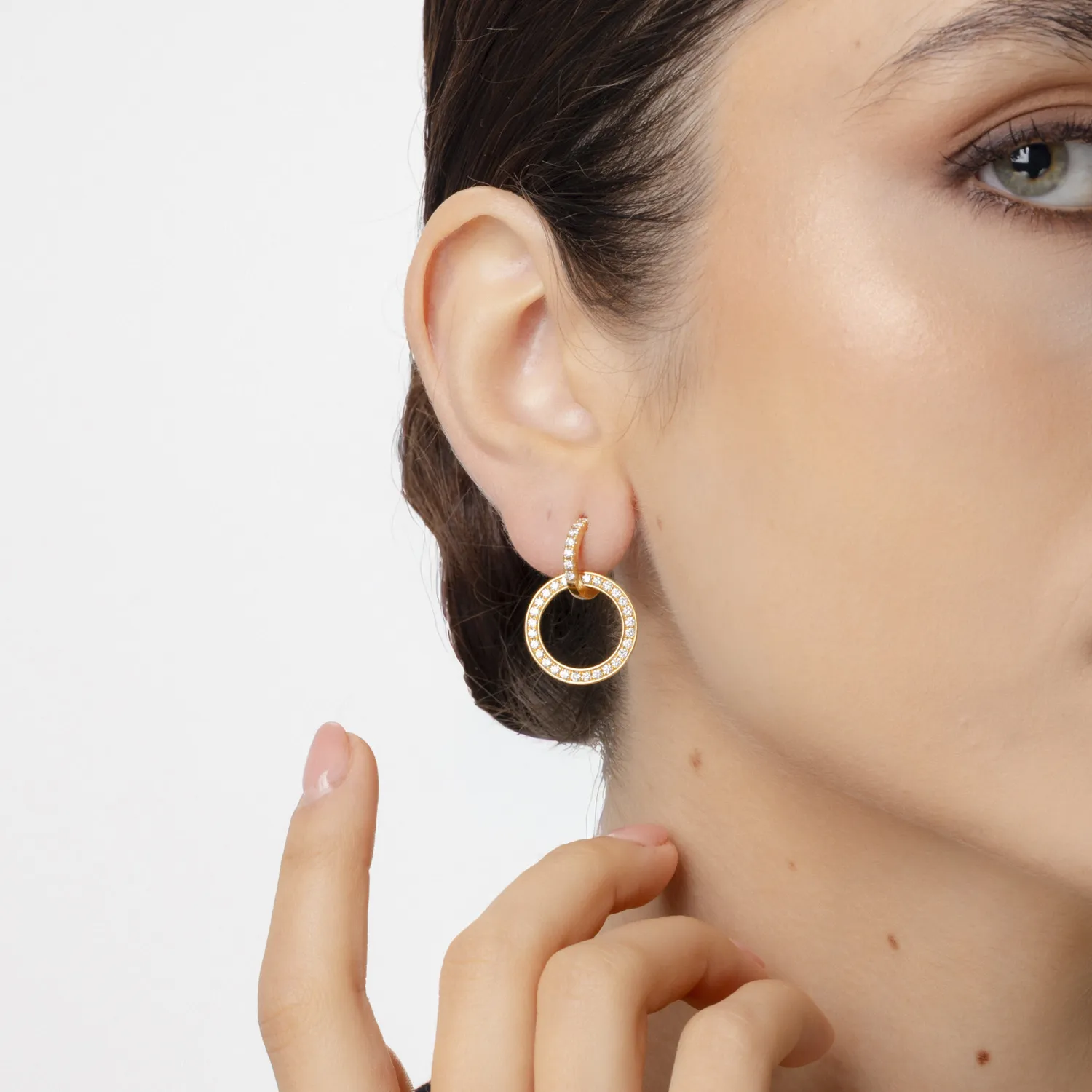 Yellow gold geometric earrings with 1.17ct diamonds