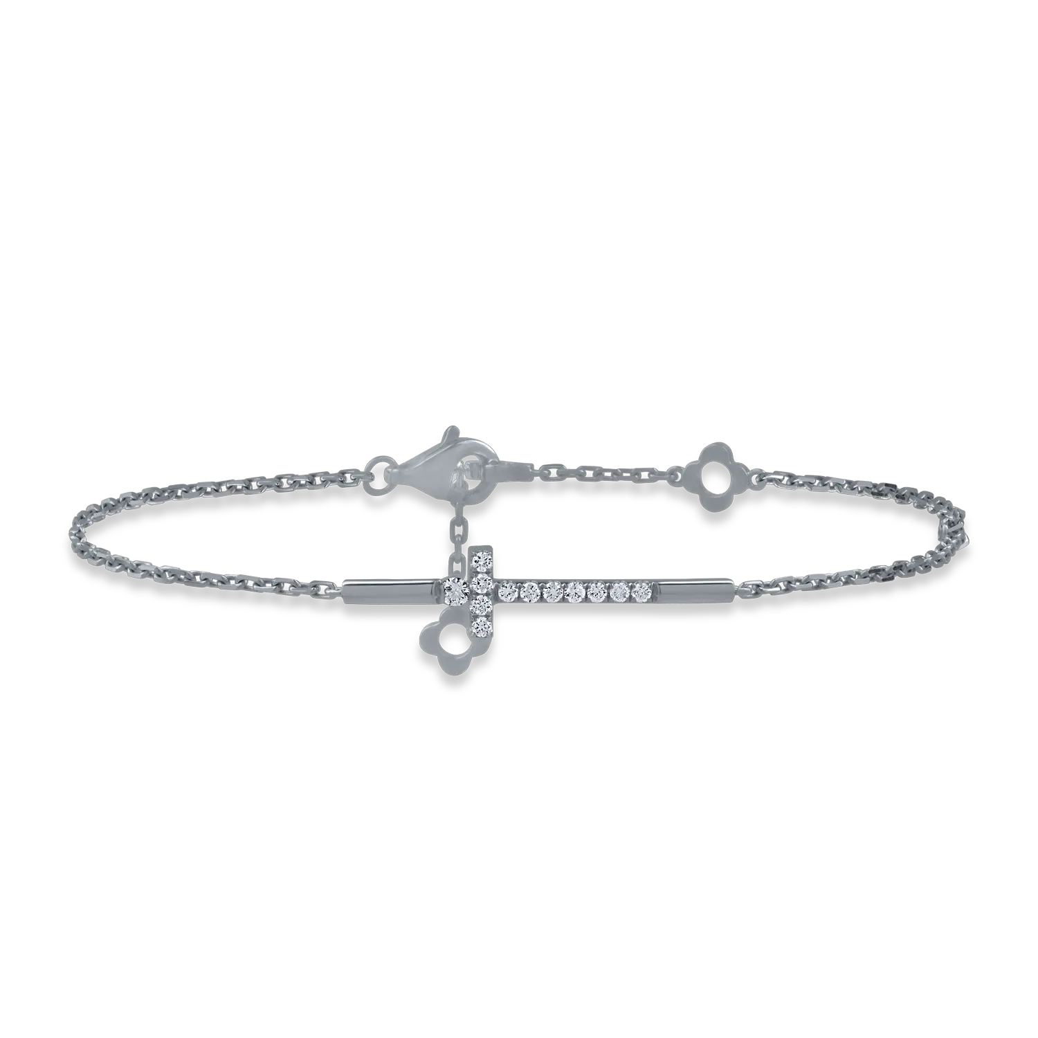 Bratara cu cruce din aur alb cu diamante de 0.087ct-164890