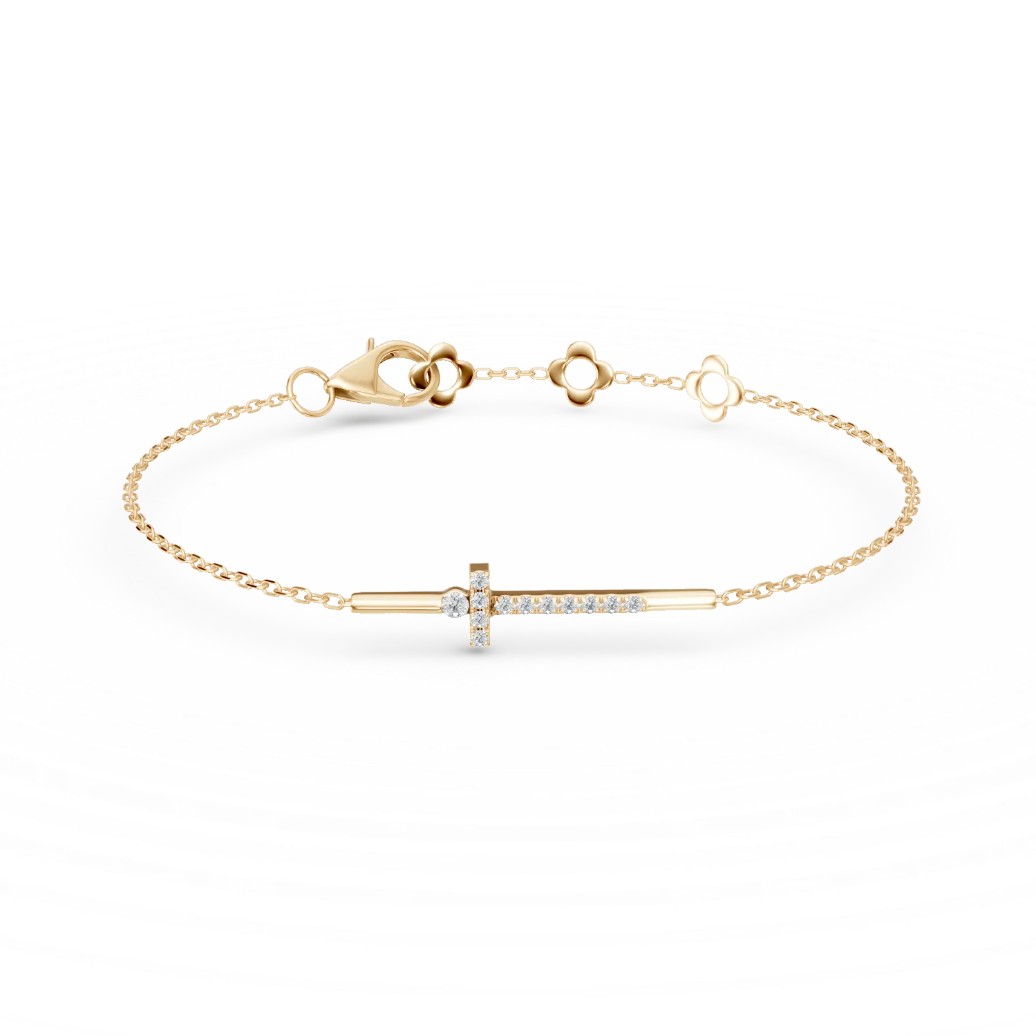Bratara cu cruce din aur galben cu diamante de 0.09ct-176965