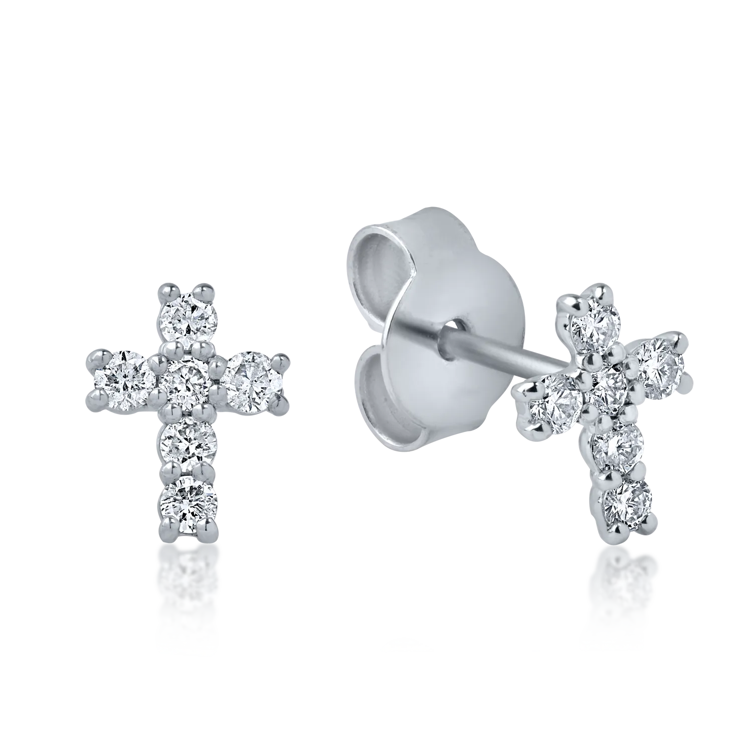 White gold cross earrings with 0.22ct diamonds