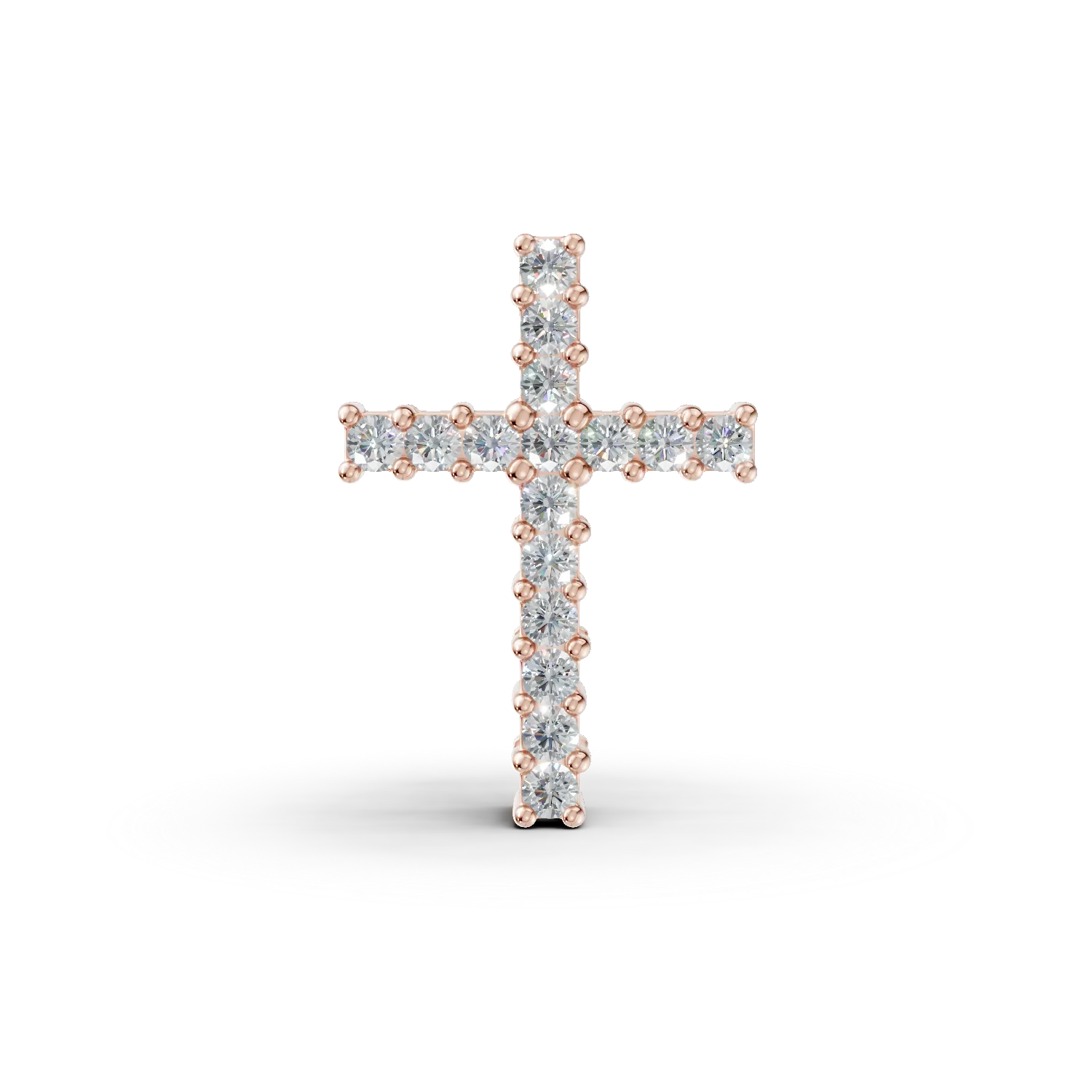 Pandantiv cruciulita din aur roz cu diamante de 0.1ct