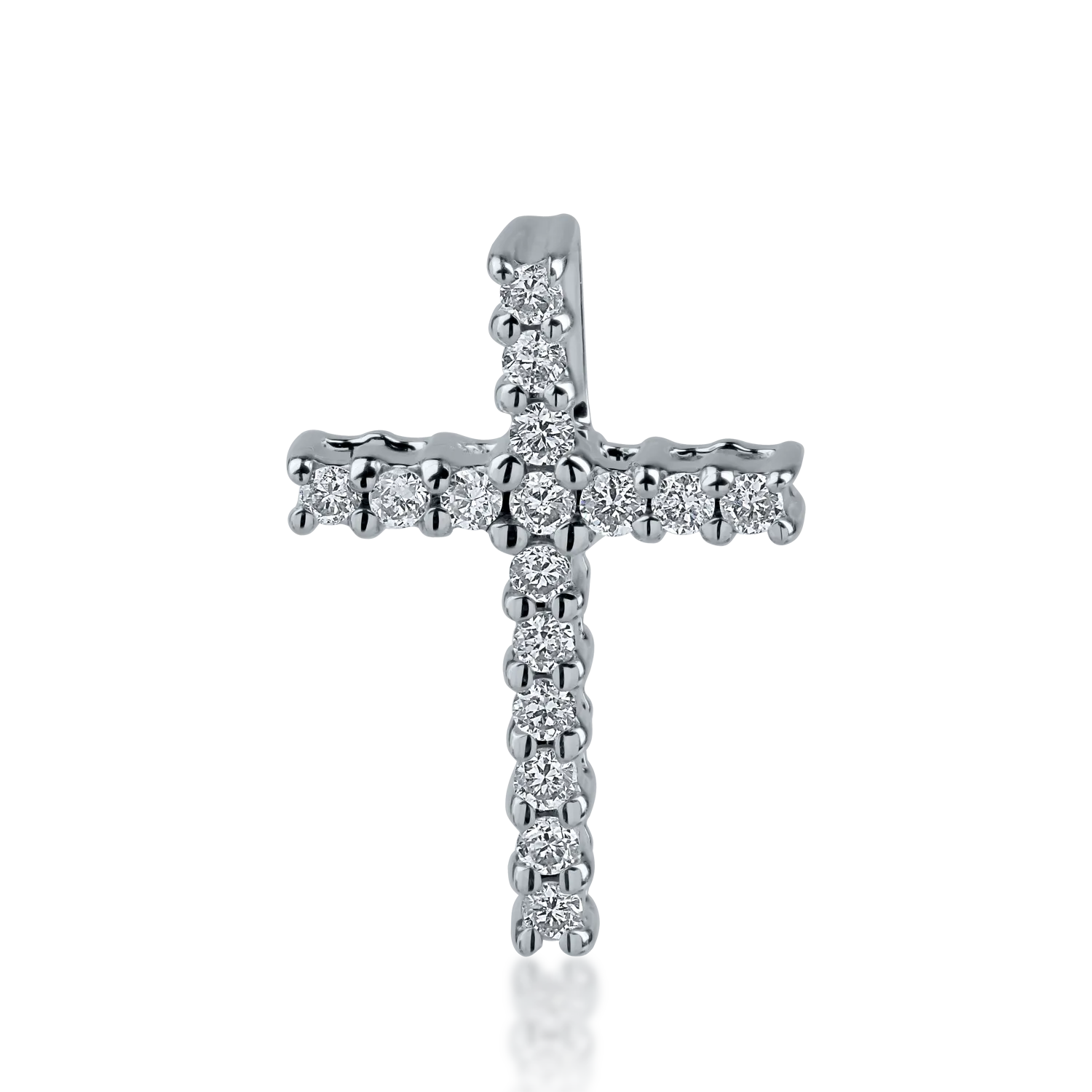 Pandantiv cruce din aur alb cu diamante de 0.12ct